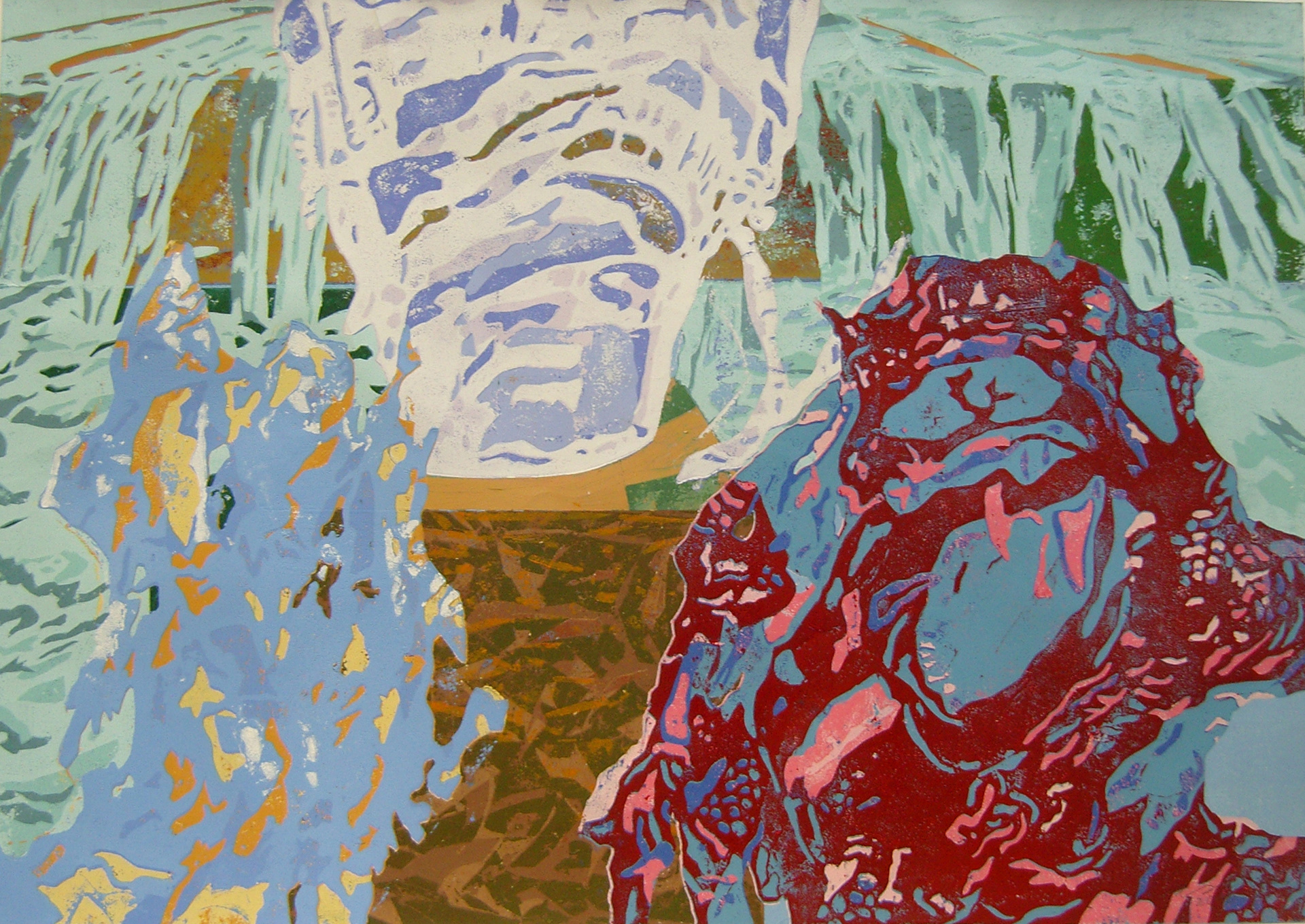 Tres fuentes, 2010 - Pappschnitt / Colografía / Cardboard cut - 43 x 61 cm