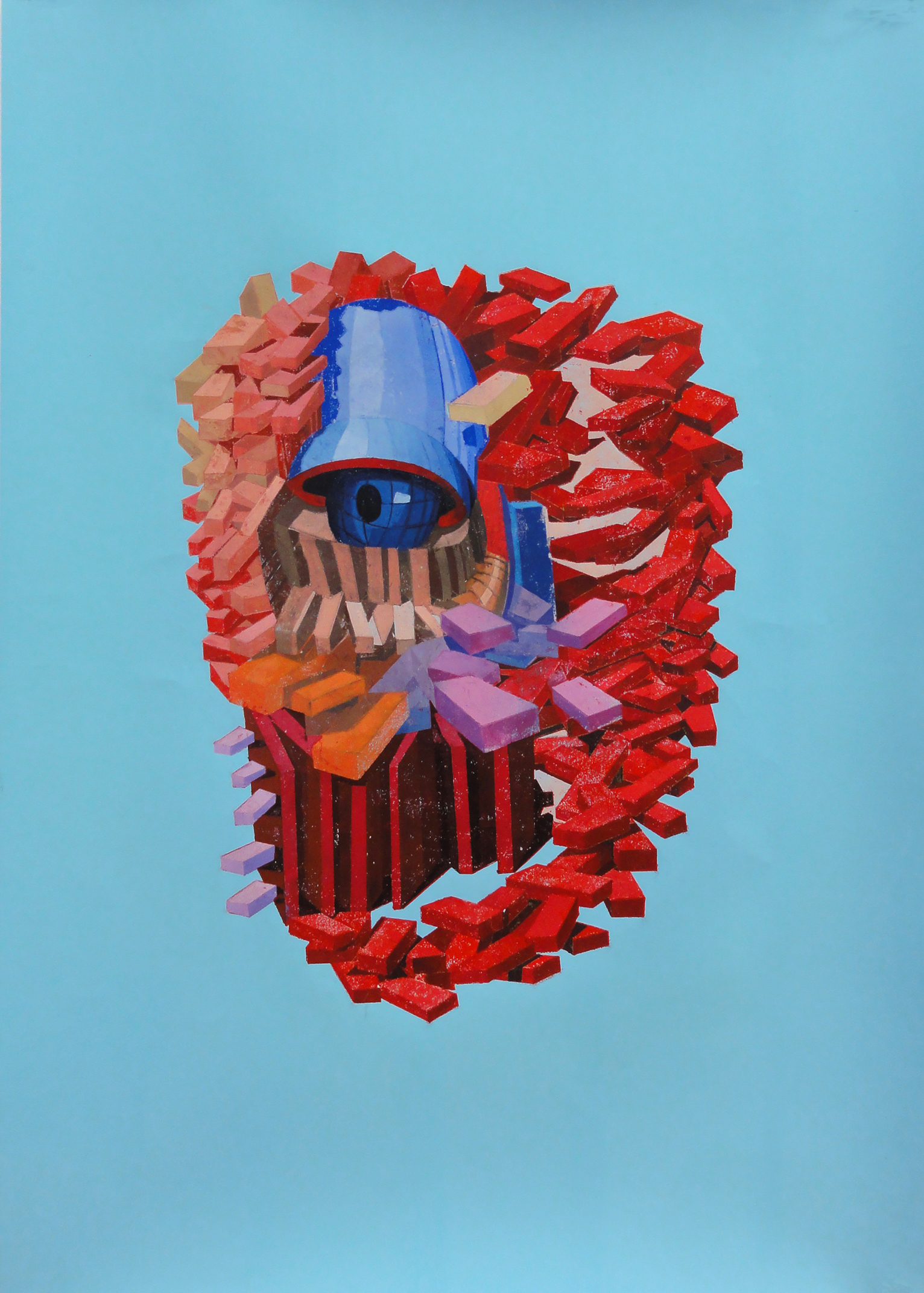 Mas-cara II, 2014 - Pappschnitt / Colografía / Cardboard cut -  100x70 cm