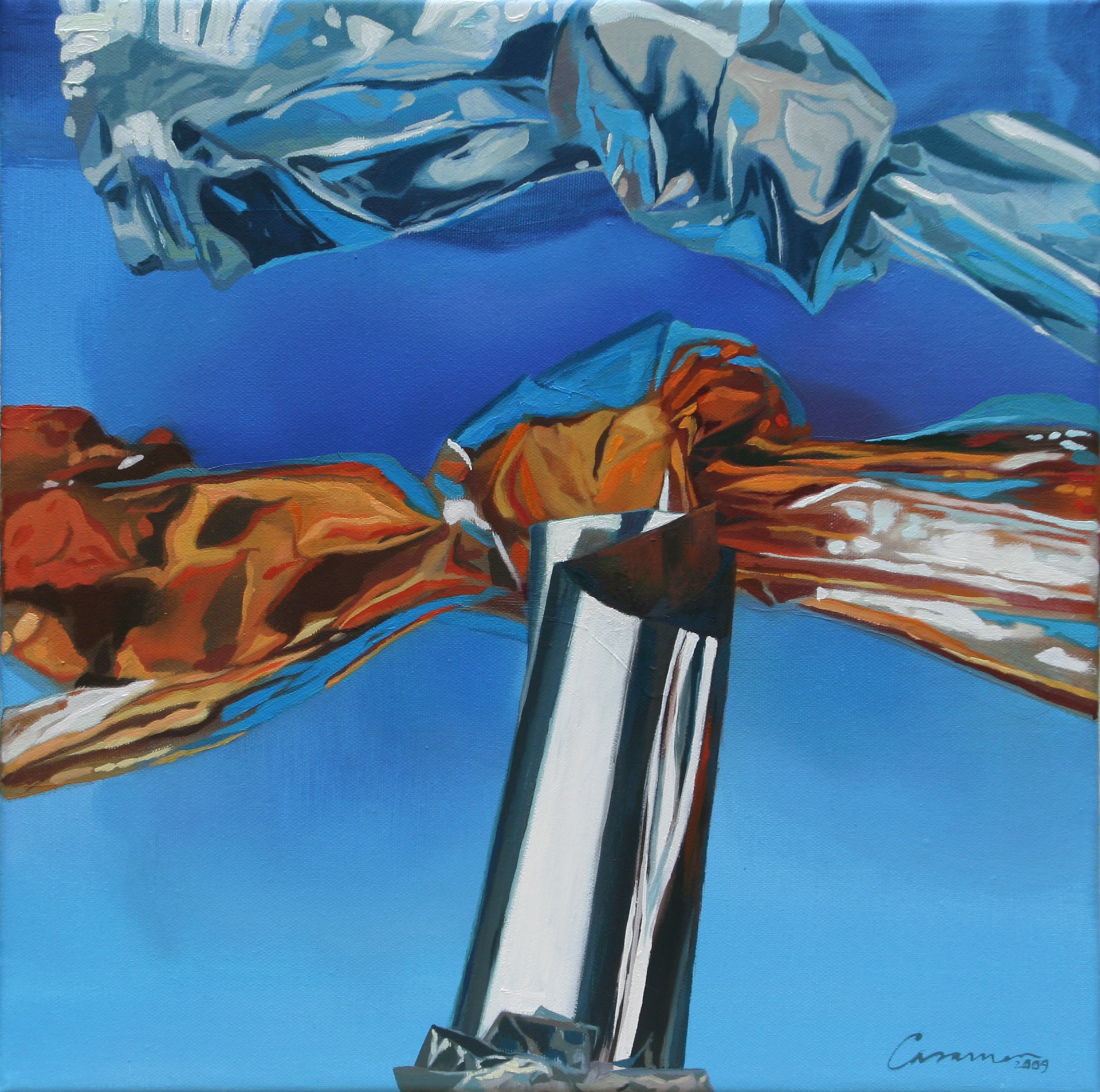 Verknoteter Hochglanz, 2009 - Öl auf Leinwand / Óleo sobre lienzo / Oil on canvas - 40x40 cm
