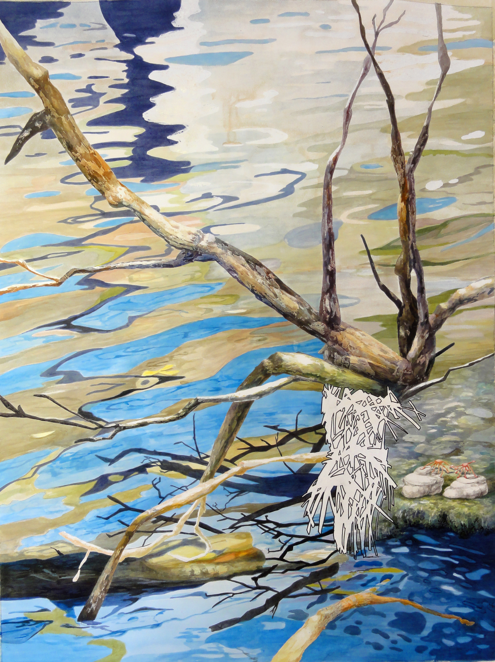 Cercados por las aguas, 2011- Tusche auf Papier / Tinta sobre papel / Ink on paper - 126 x 95 cm