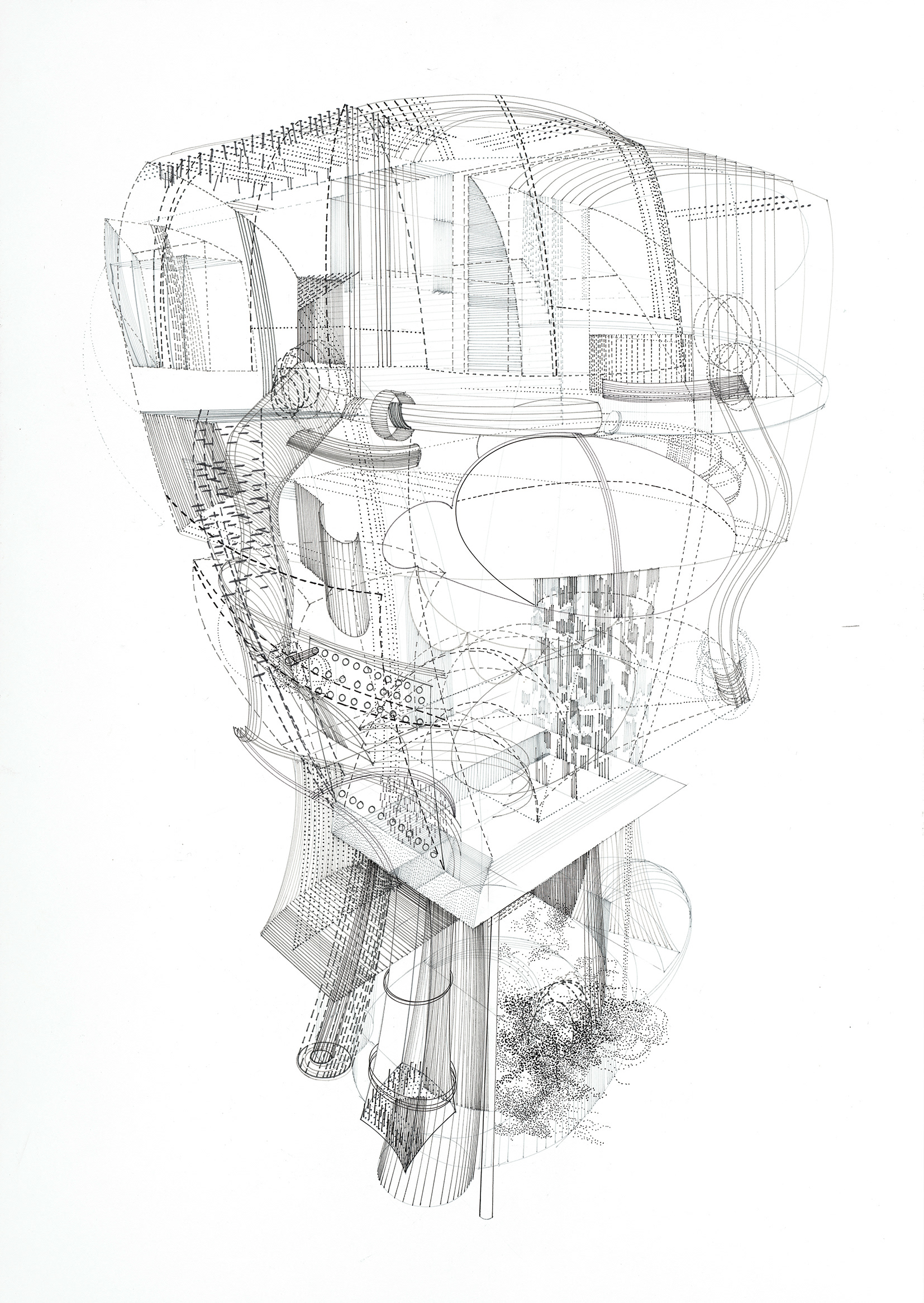 Von flüssig bis gasförmig, 2018, Tinte auf Papier, 61 x 43 cm