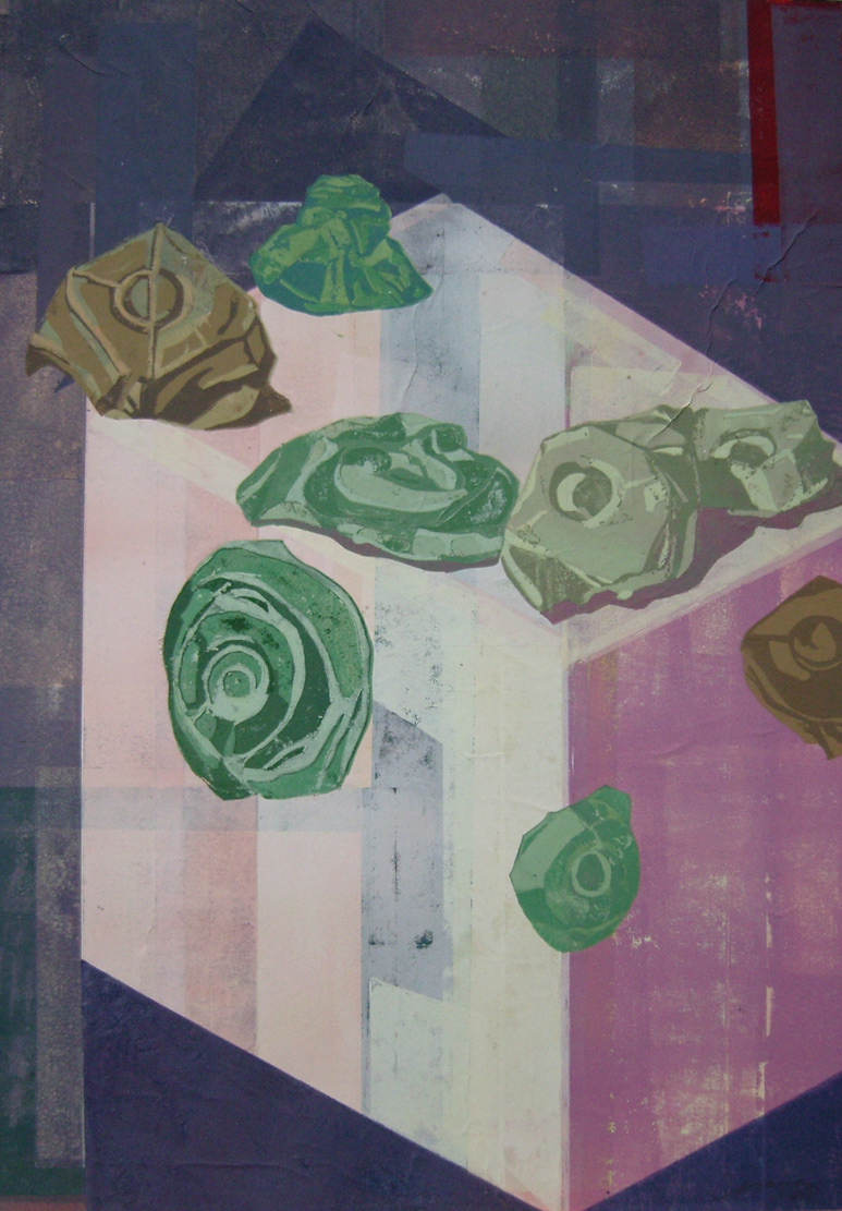 Bombones de cartón I , 2007 - Pappschnitt / Colografía / Cardboard cut - 43 x 61 cm