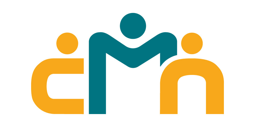 CMN letters in a rounded style making the logo mark. The C, M and N are transformed into people with the circles above the letters. The M is uppercase to represent the mentor while C and N are lowercase to represent mentees.