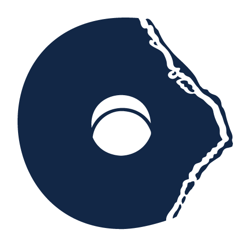 The logo mark only. It is a bagel where the Barrier Islands create the bite out. At a distance it just looks like a bagel with a bite taken out. Up close, the Barrier Islands are what create the bite out of the logo.