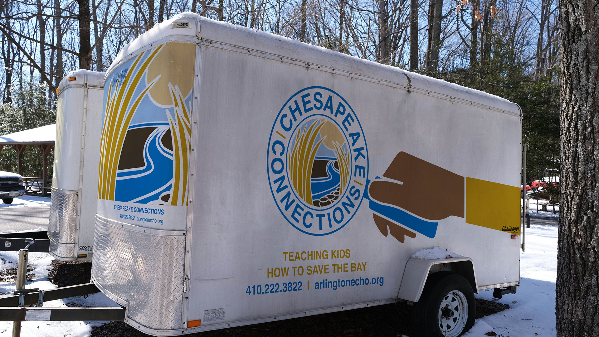 A Chesapeake connections trailer that has the vehicle wrapper design super imposed onto it.