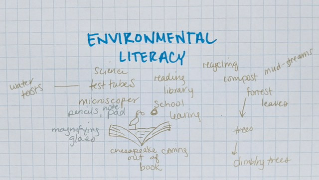 A mindmap for Anne Arundel County Public School's program Chesapeake Connections that focuses on environmental literacy.