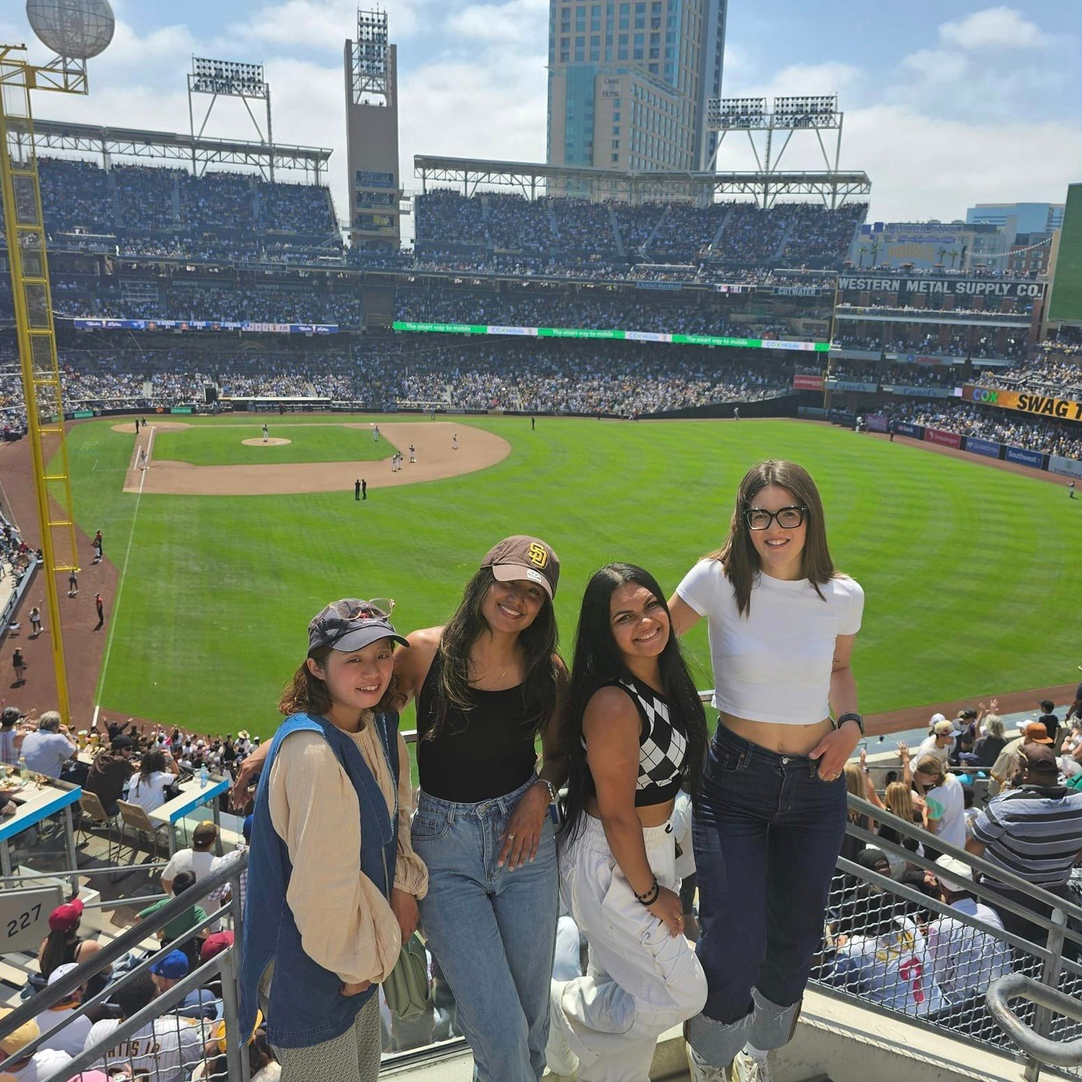au pairs in a baseball stadium in the USA