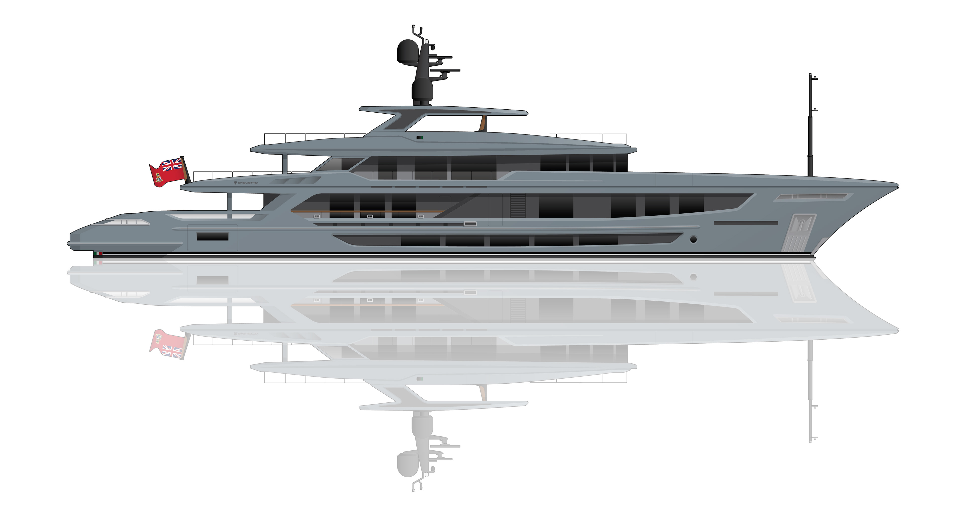 Yacht Akula Profile Illustration Baglietto Francesco Pasckowski Design
