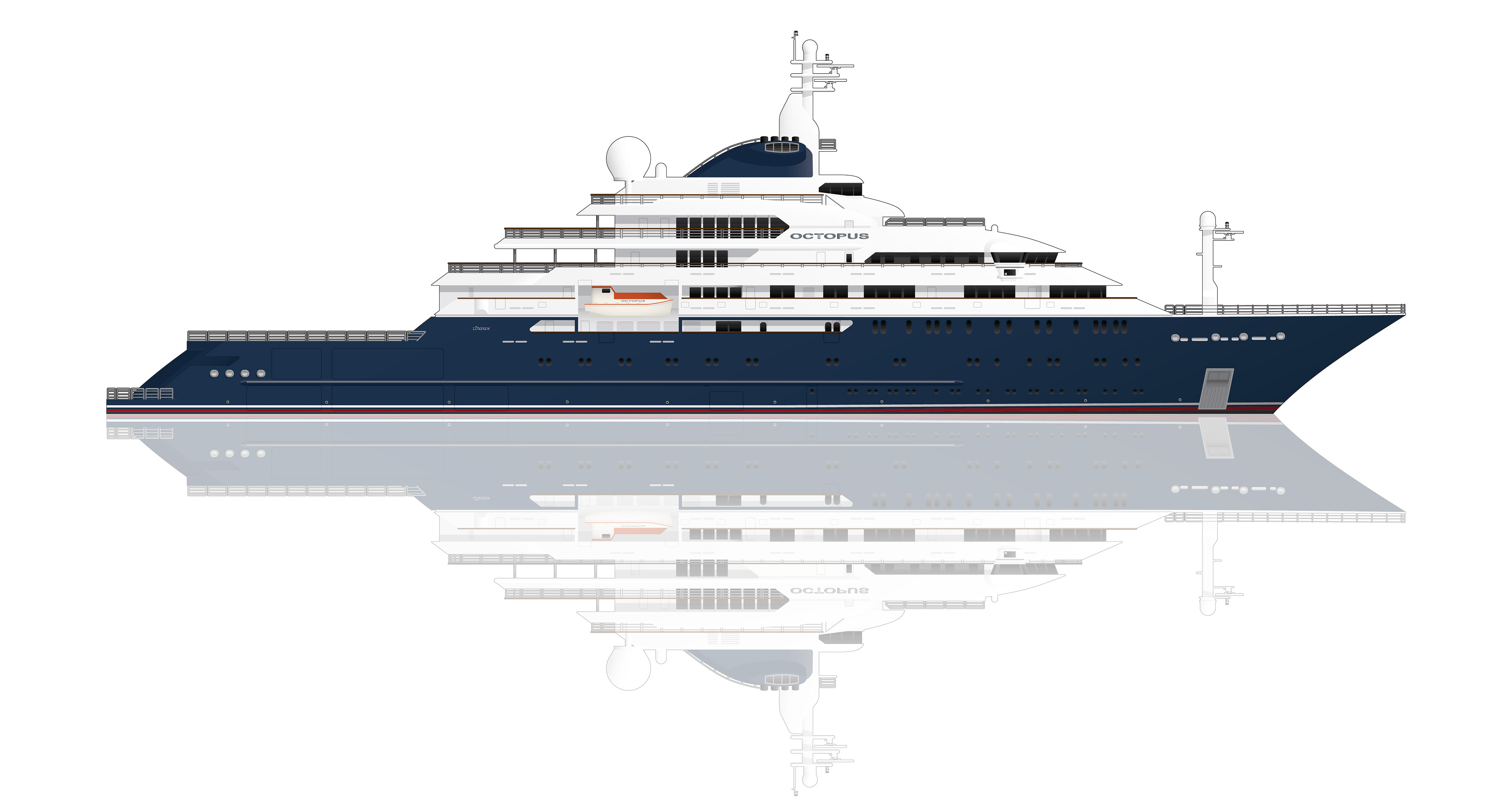 Yacht Octopus Profile Illustration. Espen Oeino