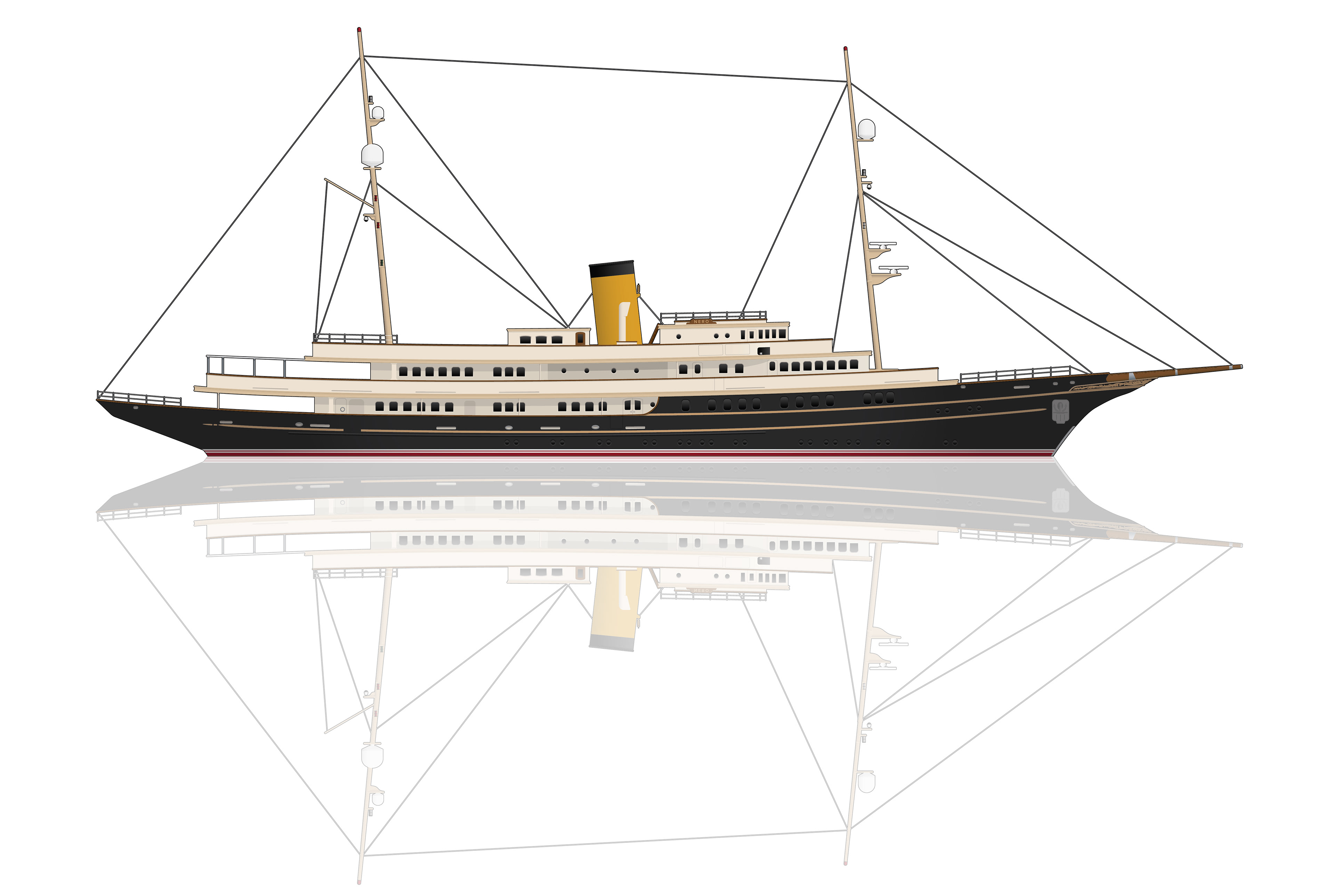 Yacht Nero Profile Illustration Corsair Yachts Neil Taylor