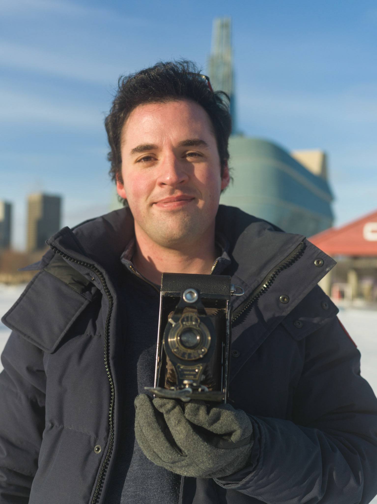 Photographing with both state of the art digital and vintage film cameras