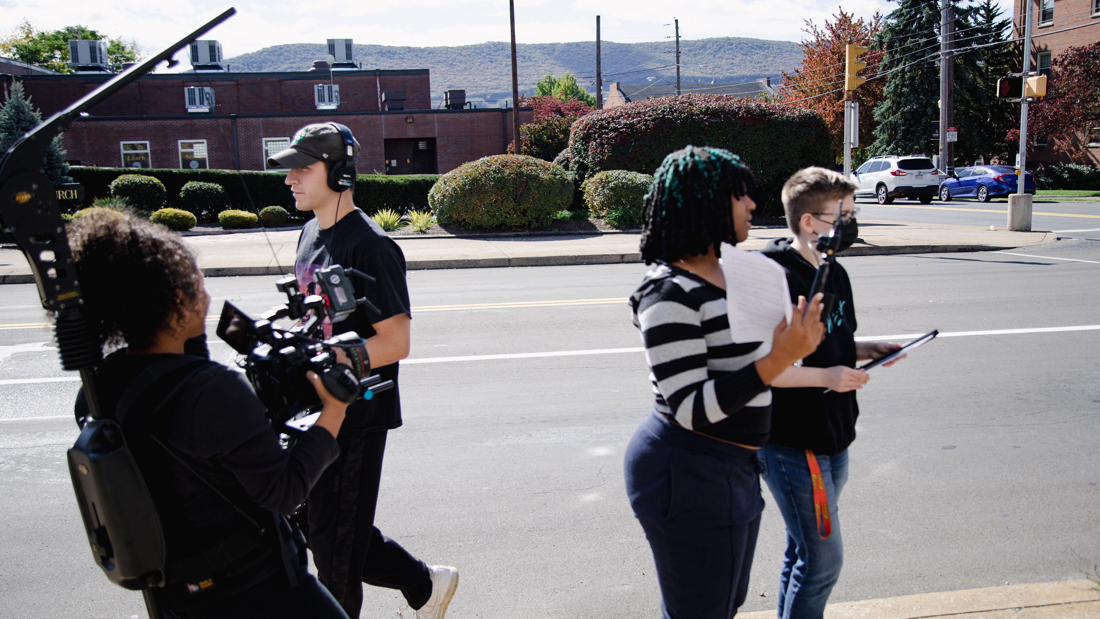 The crew locked in for filming