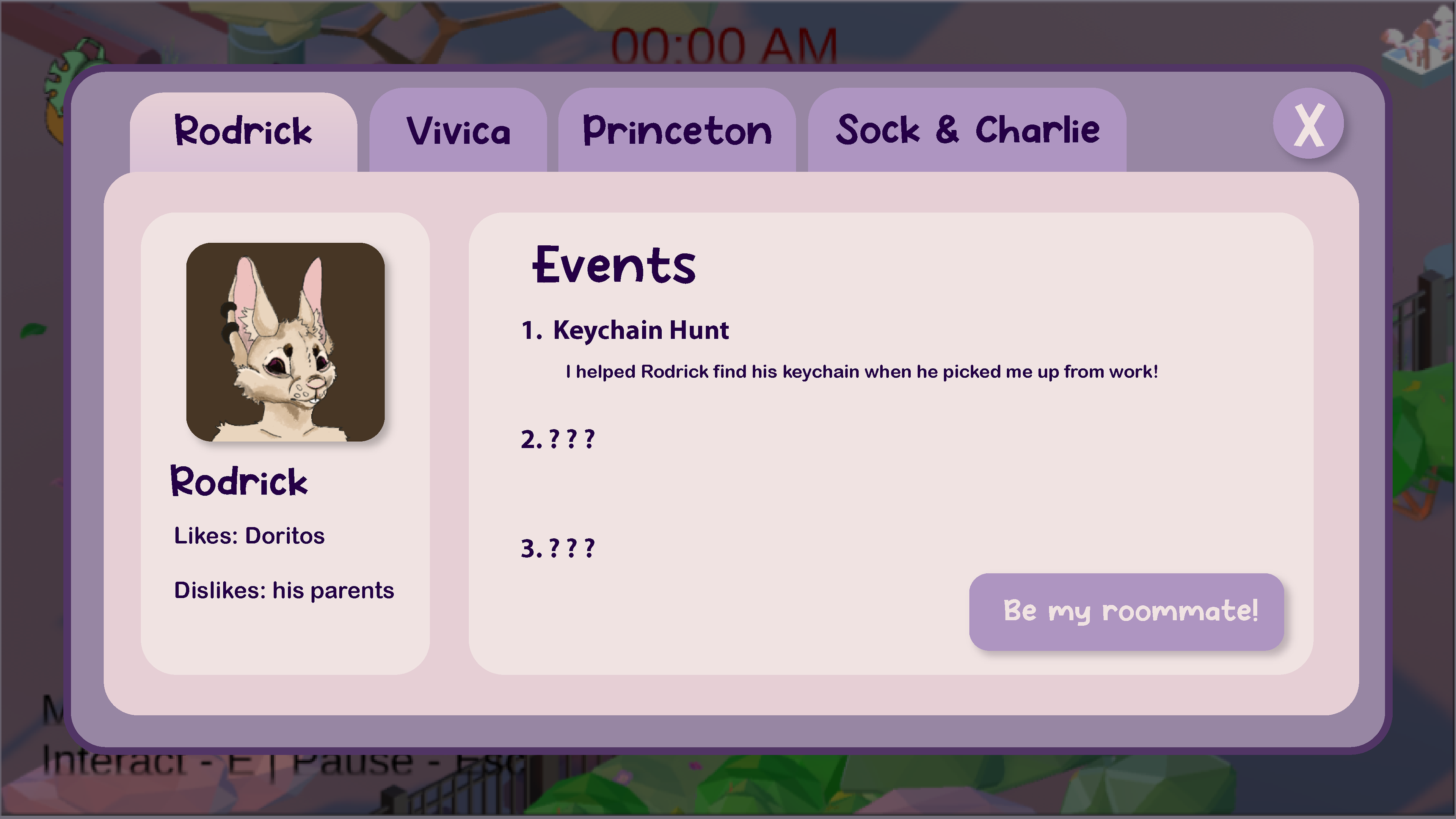 Character Menu Prototype 2