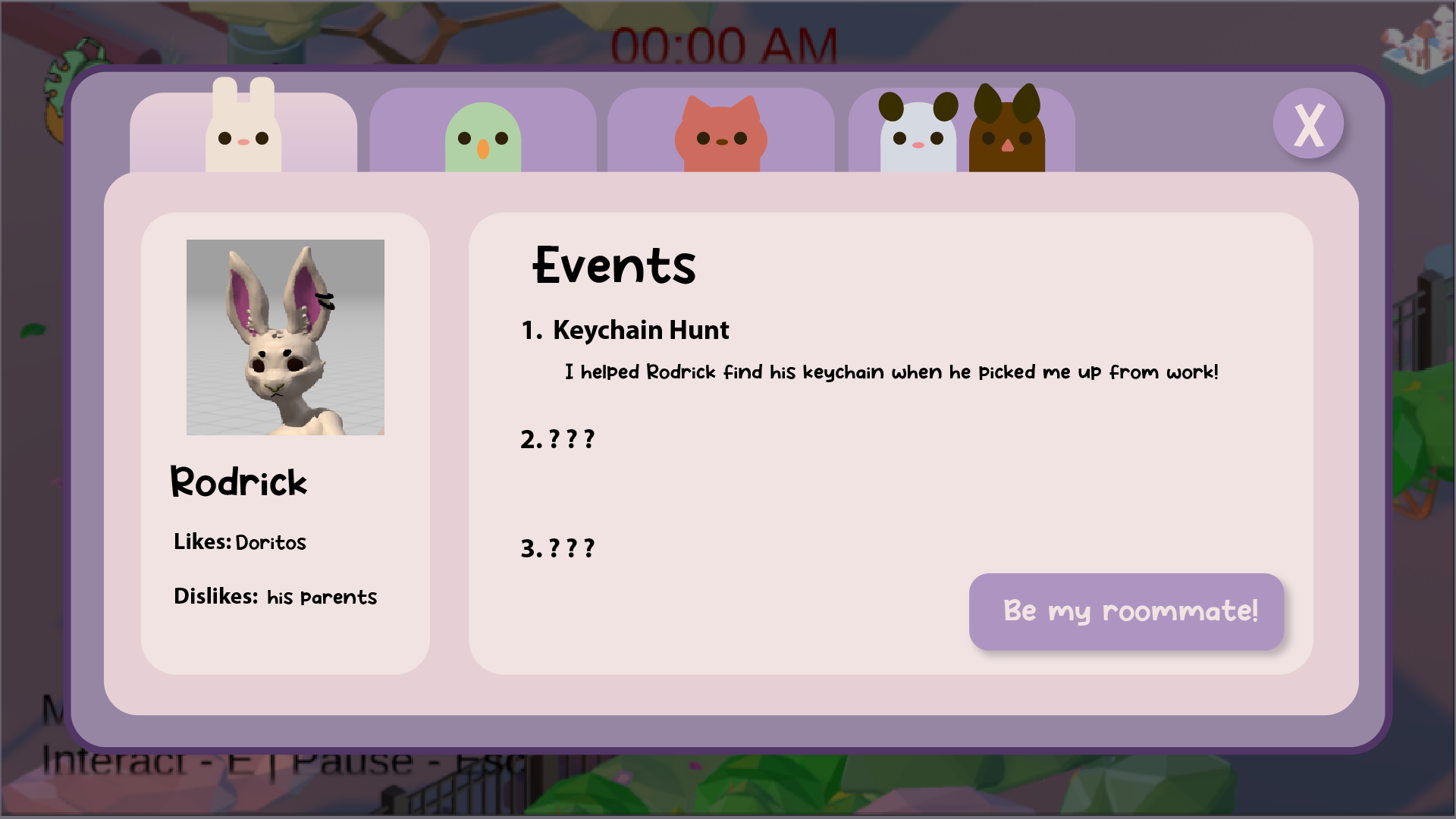 Character Menu Prototype 1