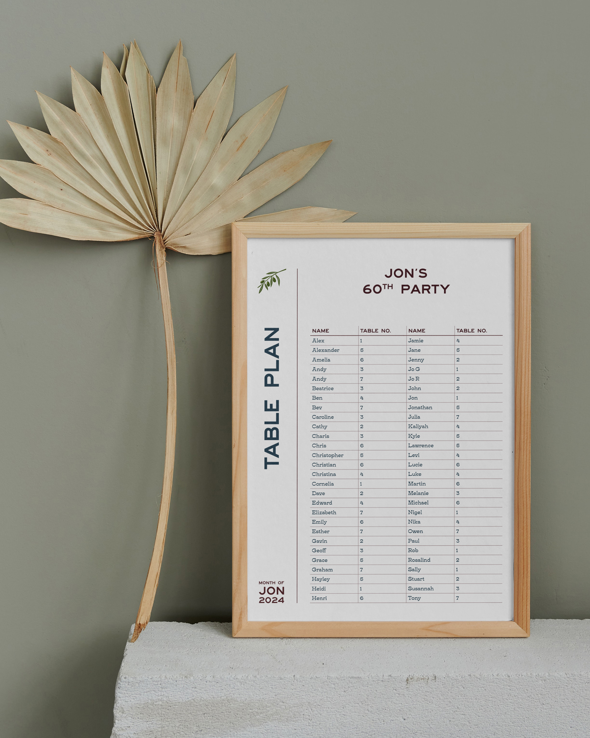Table Plan