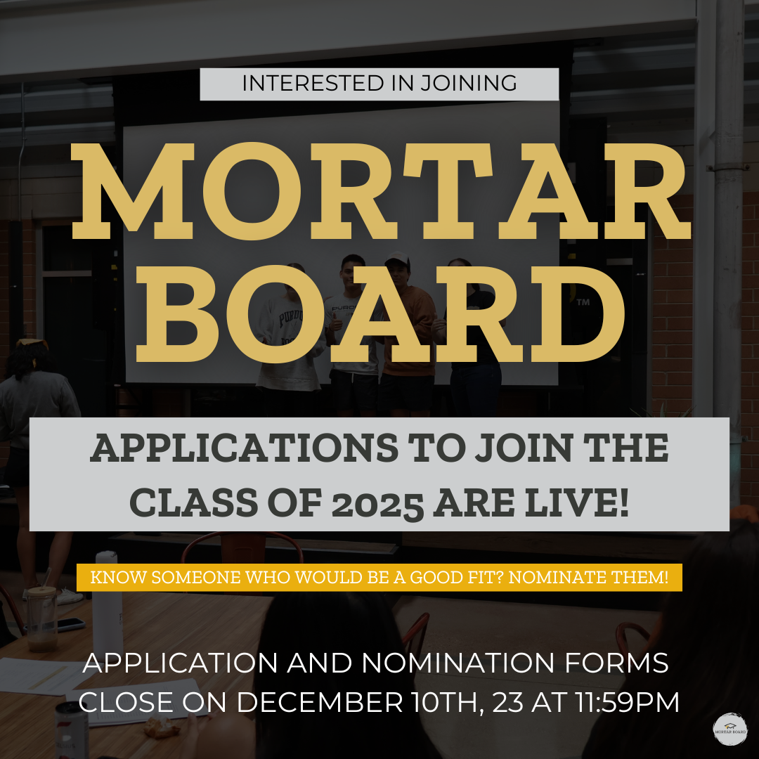 Think you have a knack for graphic design? 🎨 🖌️ Join the cover art contest for the 2024-2025 Mortar Board Calendar and you could win up to $250! 📆  What's the Mortar Board Calendar? It's a cherished symbol of tradition at Purdue University, featuring academic dates, sports events, convocations, student organization info, and more. Plus, there's room for your notes and class schedules. The best part? Each year, a Purdue student creates the unique calendar cover! 🌟  Ready to submit your masterpiece? Head to our Boilerlink page or visit the link in our bio!  Got questions? 🤔 Reach out to us at pumortarboardcalendar@gmail.com 📩  Show off your creative flair and be a part of Purdue's history! 🚂📆  #PurdueMortarBoardCalendar #GraphicDesignContest #PurdueArtists #BoilerUp #PurdueMortarBoard