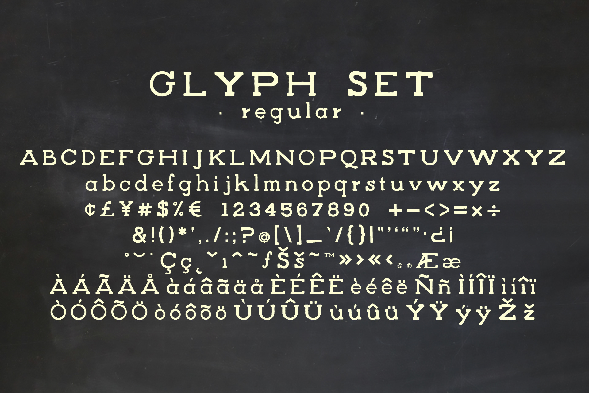 Schoolmarm Font Regular Glyph Set
