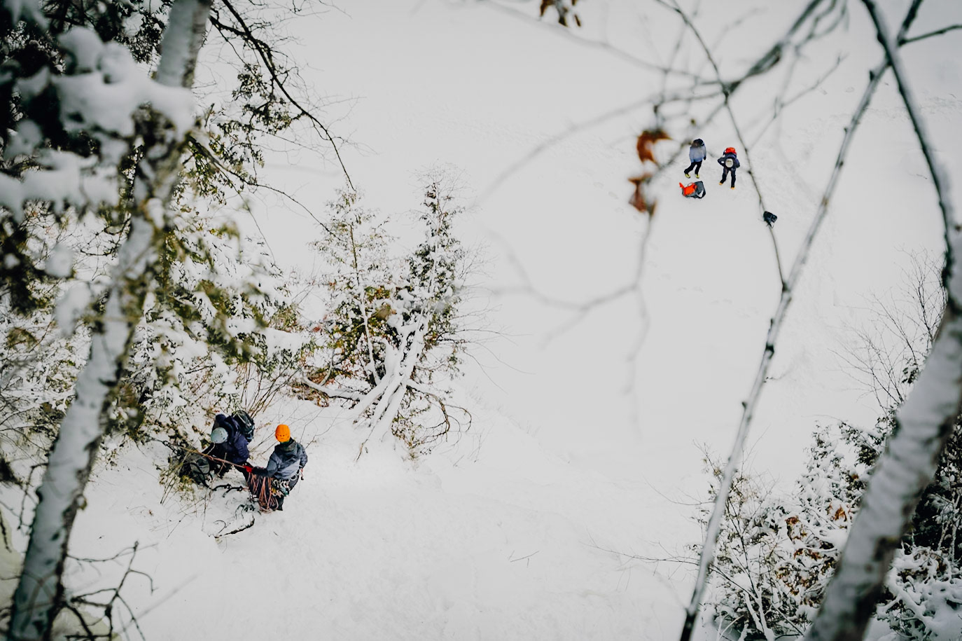 Ice climbers at the Montmorency falls.