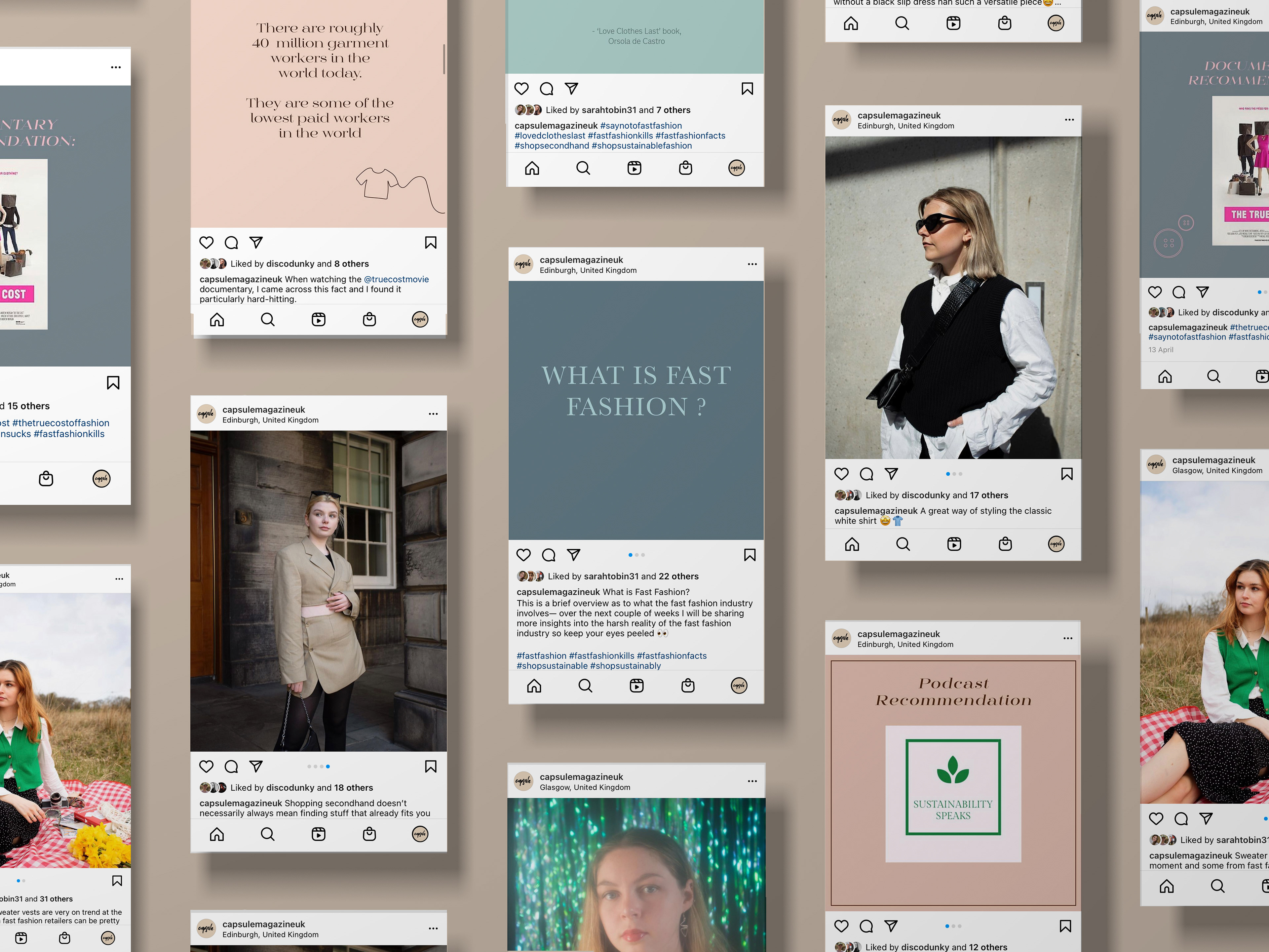 The Capsule Instagram page mock-up (@capsulemagazineuk)