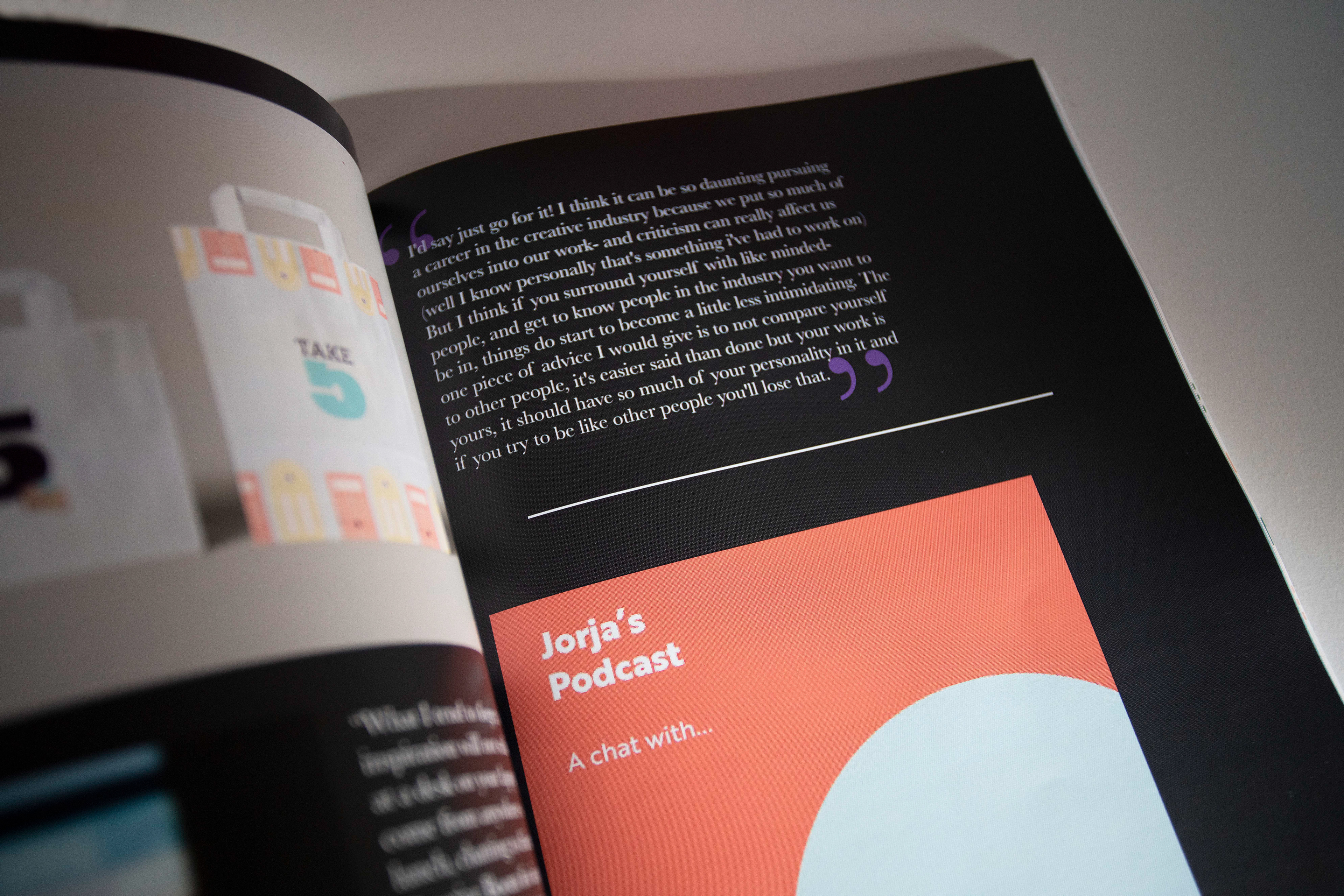 A snippet of Jorja's's spread. Physical copy. March 2021.