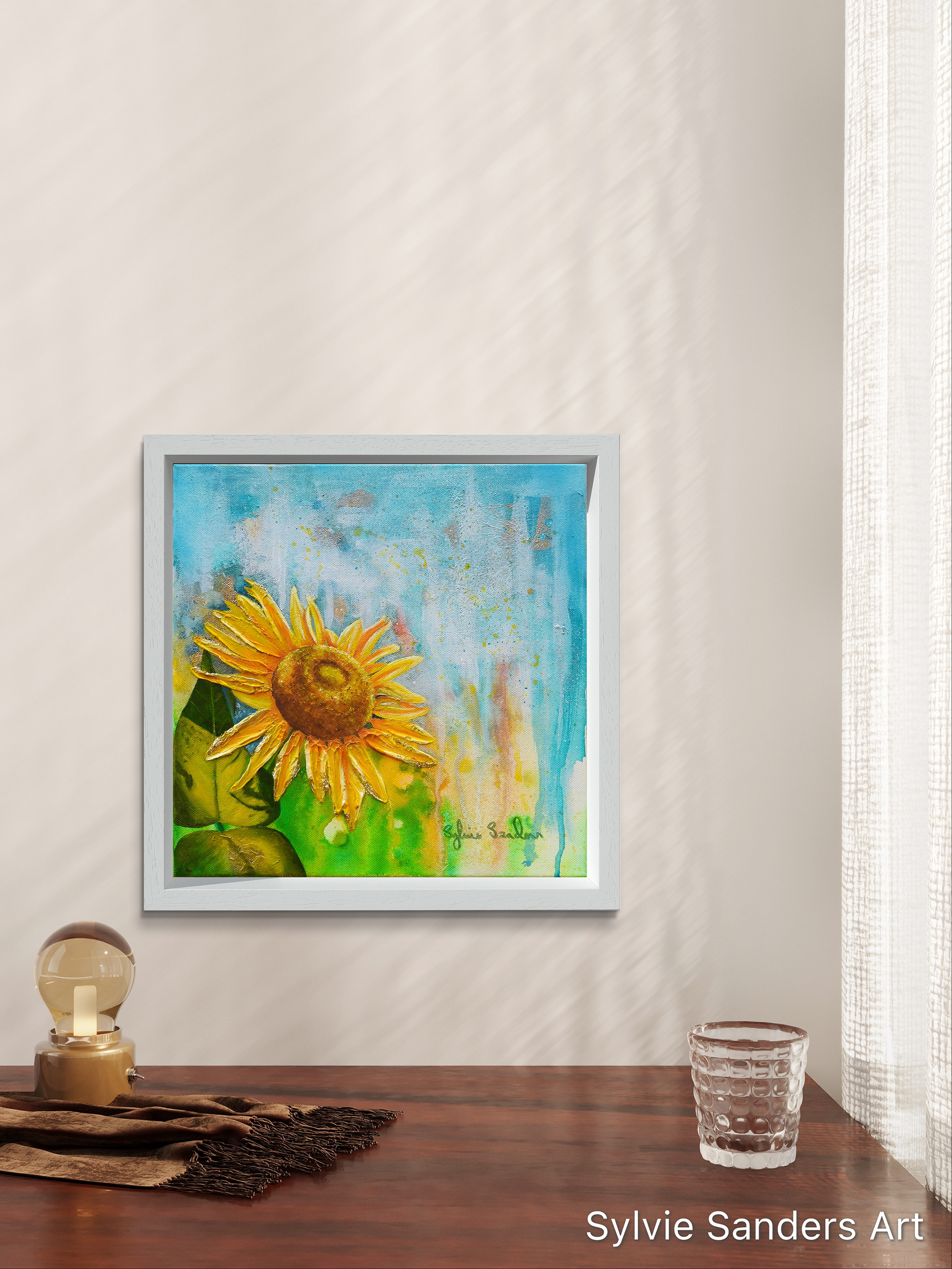 Original Mixed Media Abstract Floral Painting Sunflower