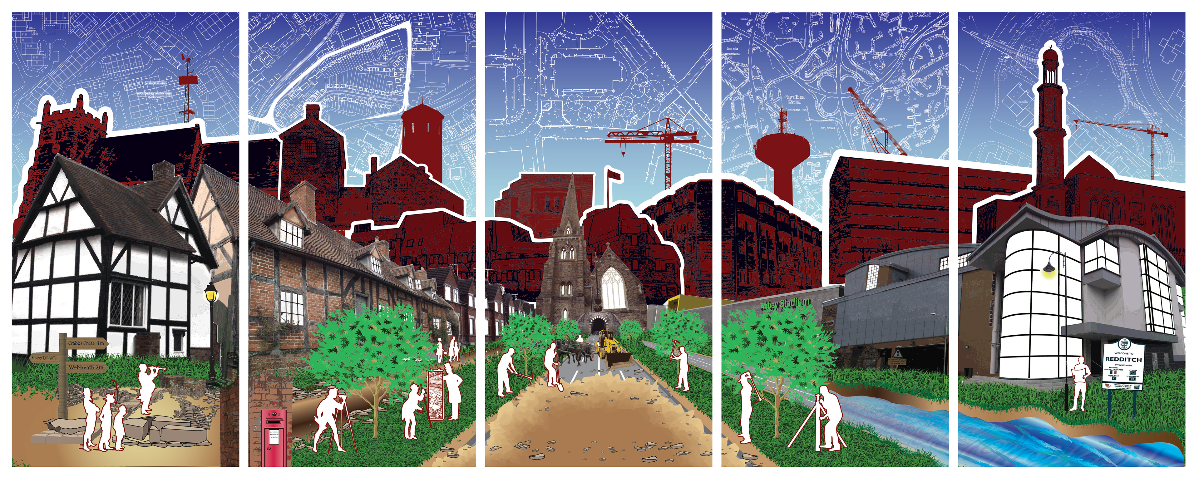 Redditch Built Environment bus mural ©Redditch Borough Council