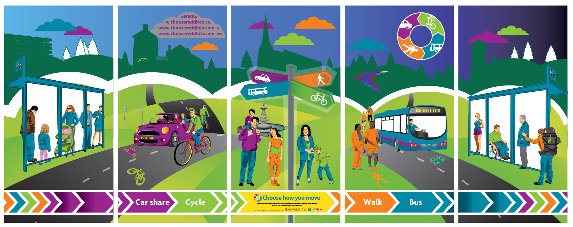 Redditch Transport bus mural ©Redditch Borough Council