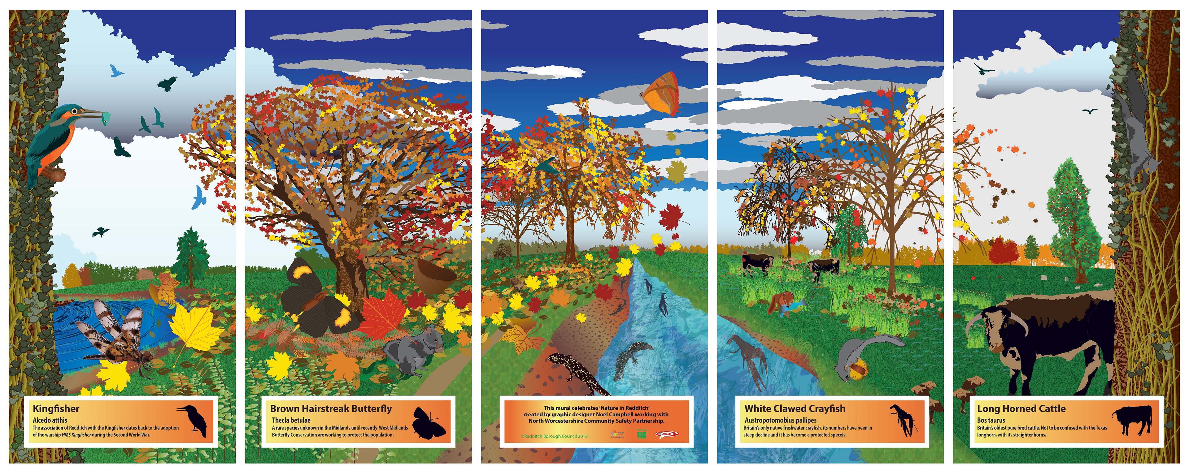 Nature in Redditch bus mural ©Redditch Borough Council