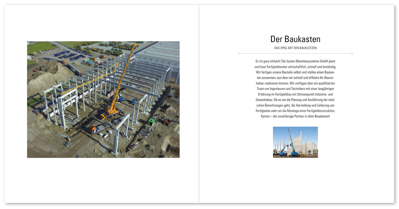 Seite aus Syston Broschüre mit Lauftaufnahme einer Baustelle