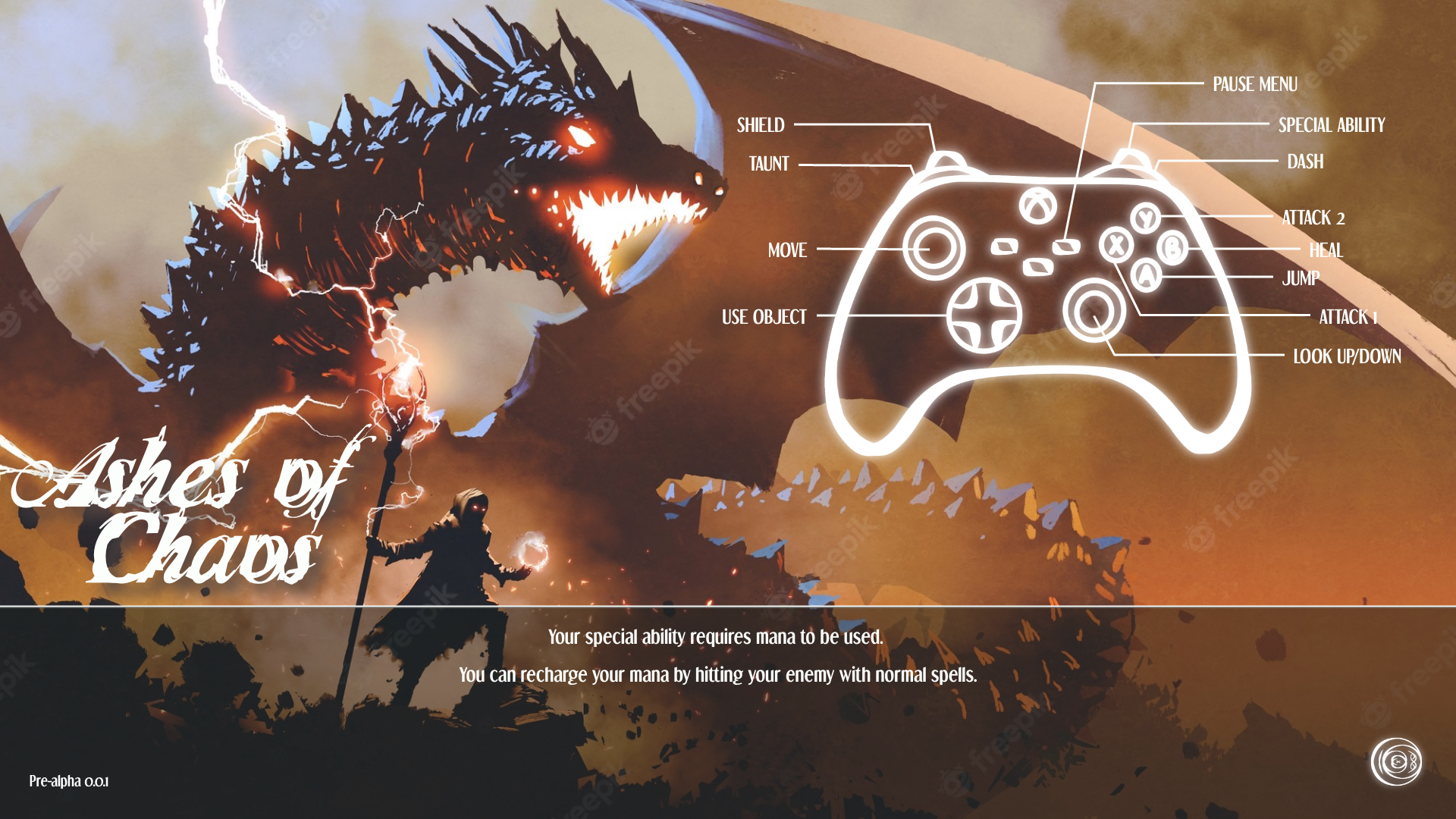 The loading screen between the main menu and the game starting, depicting the controls for the game.