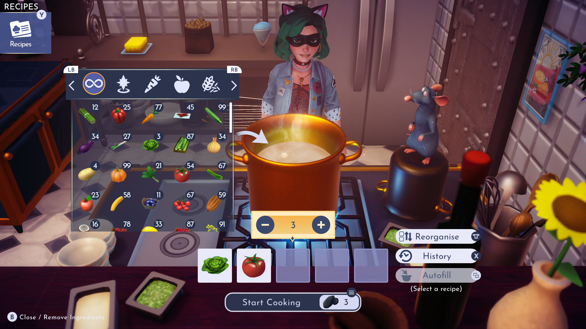 When selected, the batch-cooking element can be updated