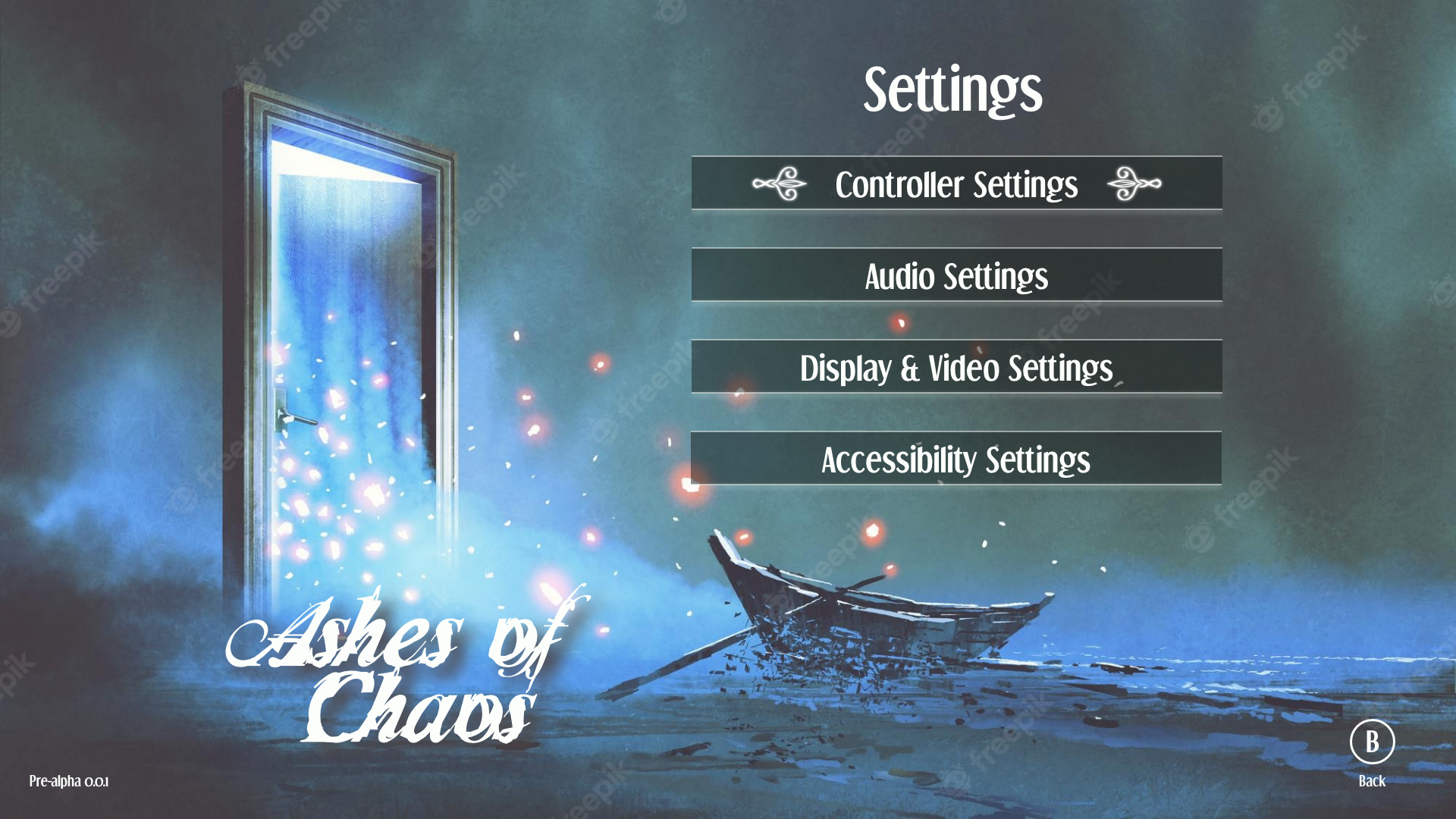 The main settings page, which gives access to different setting pages such as Controller settings, Audio settings, Display & Video settings and Accessibility settings.