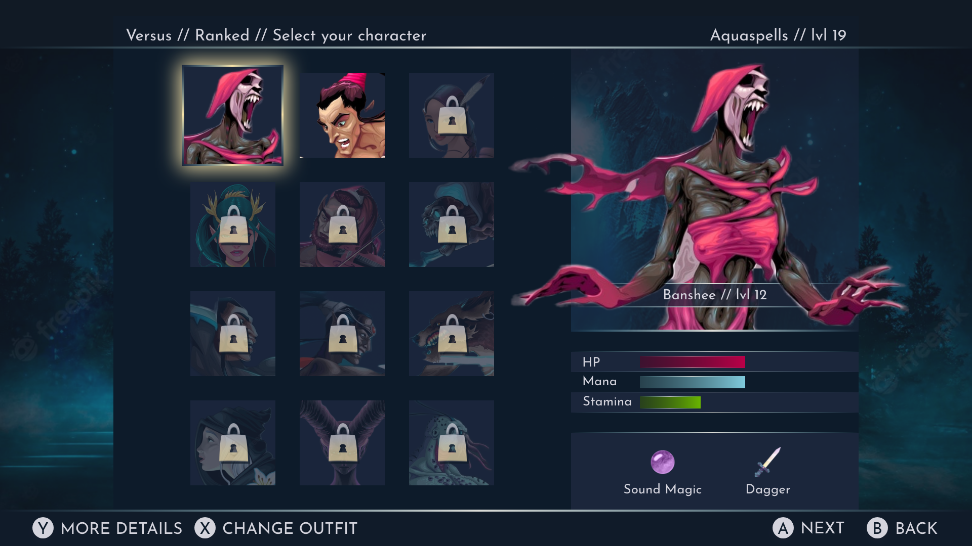 Character picker screen