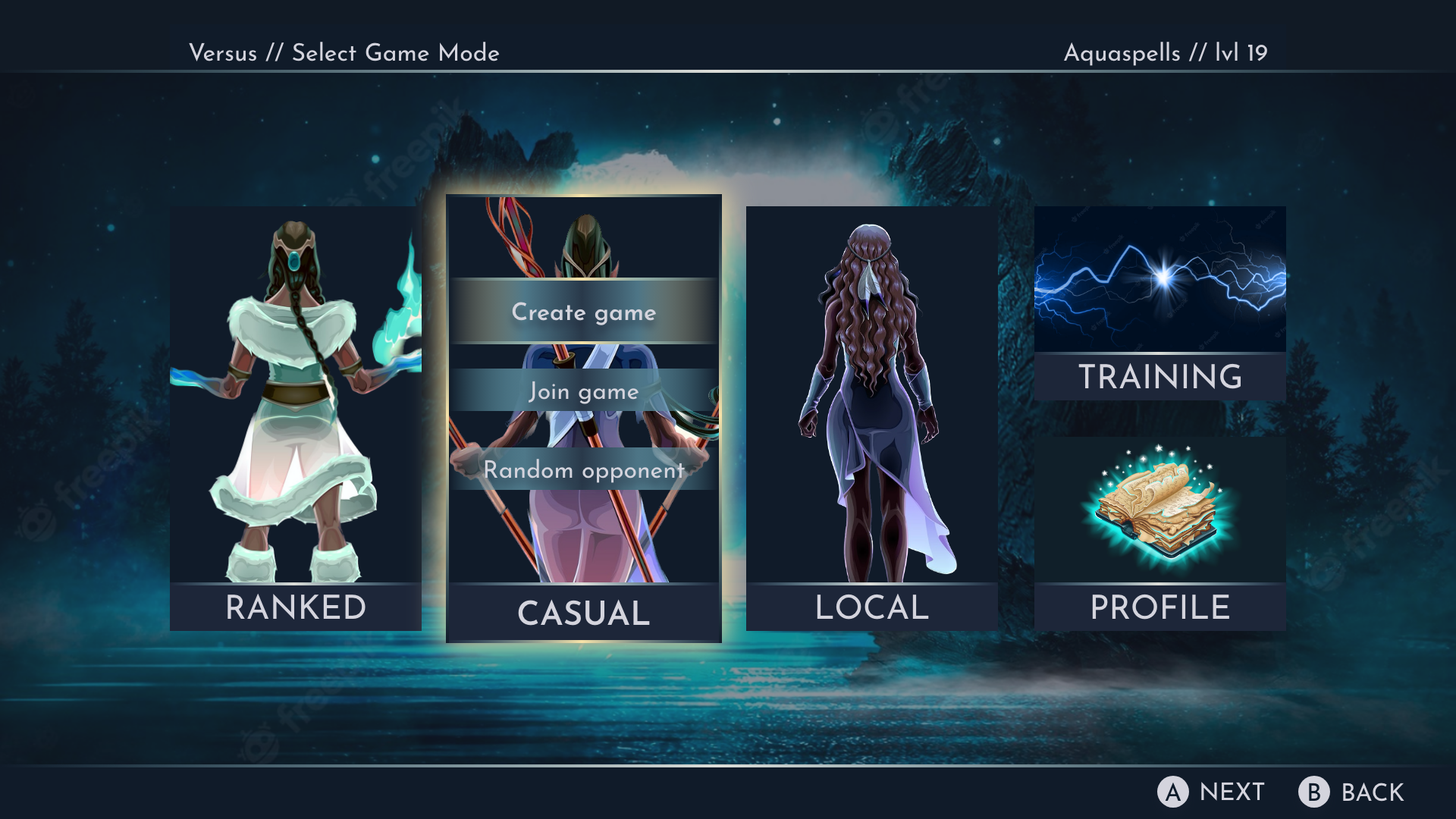 Casual game mode sub screen