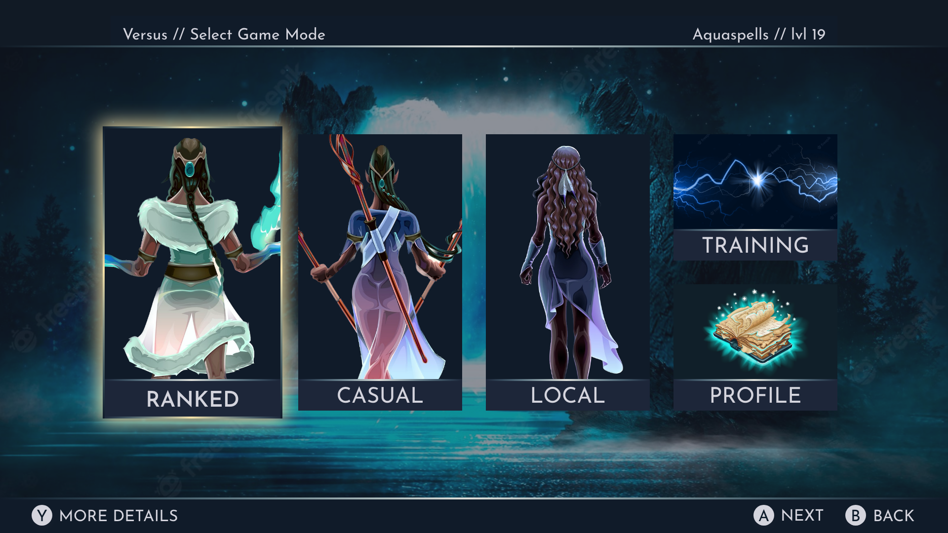 Versus game mode screen