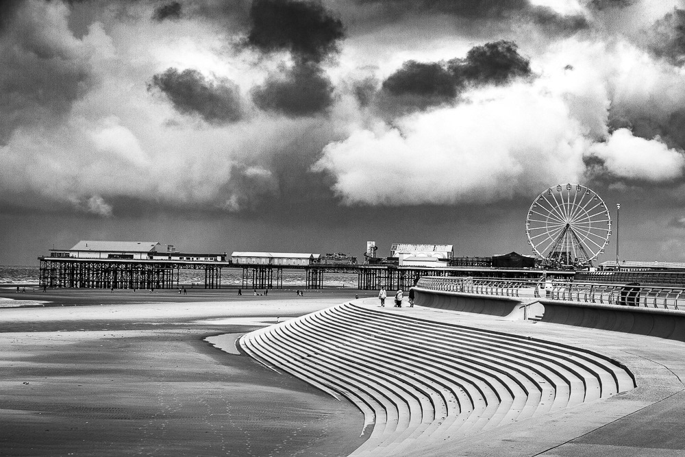 Storm over Blackpool's central pier.