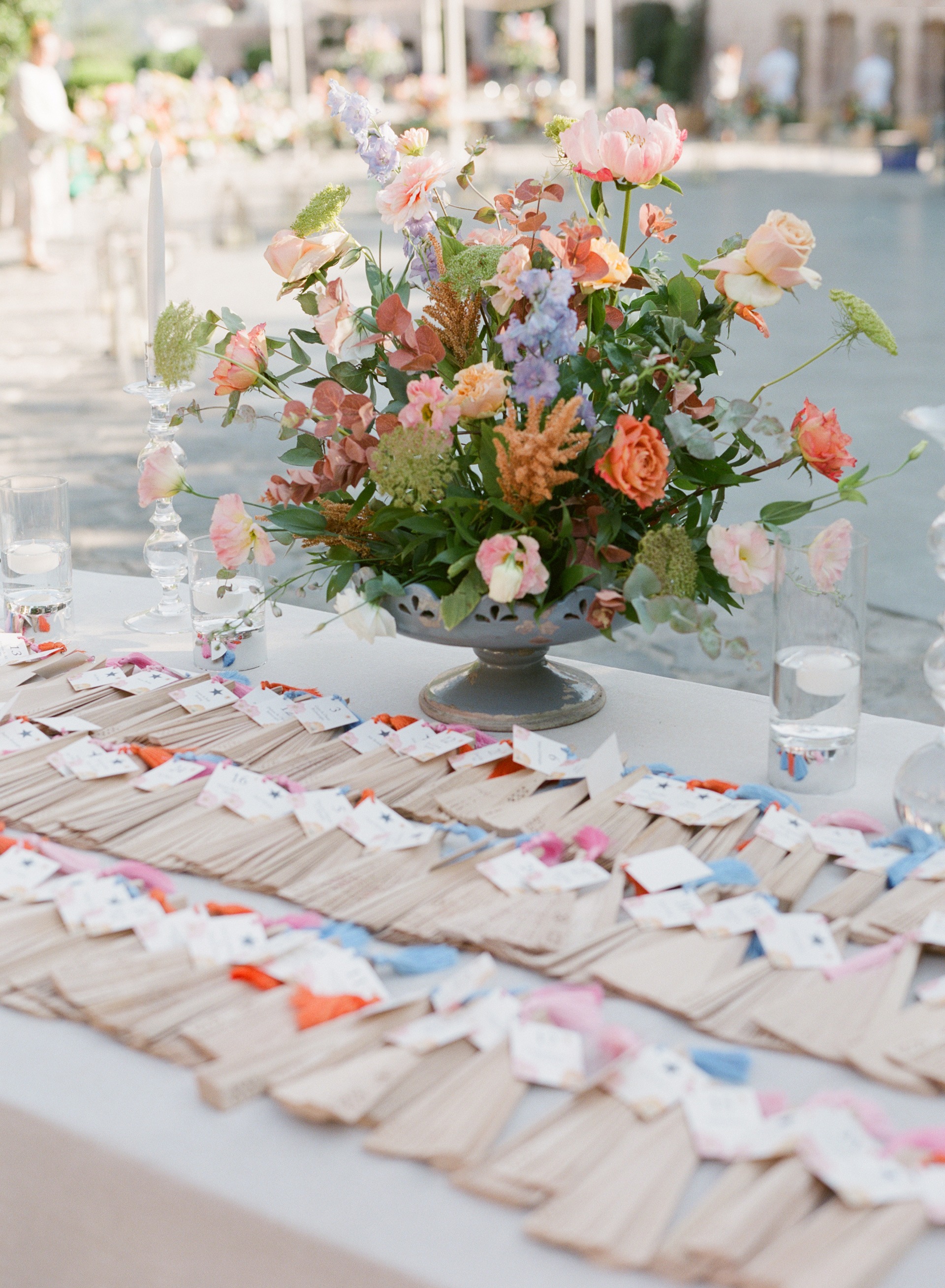Wooden fans/ seating cards.