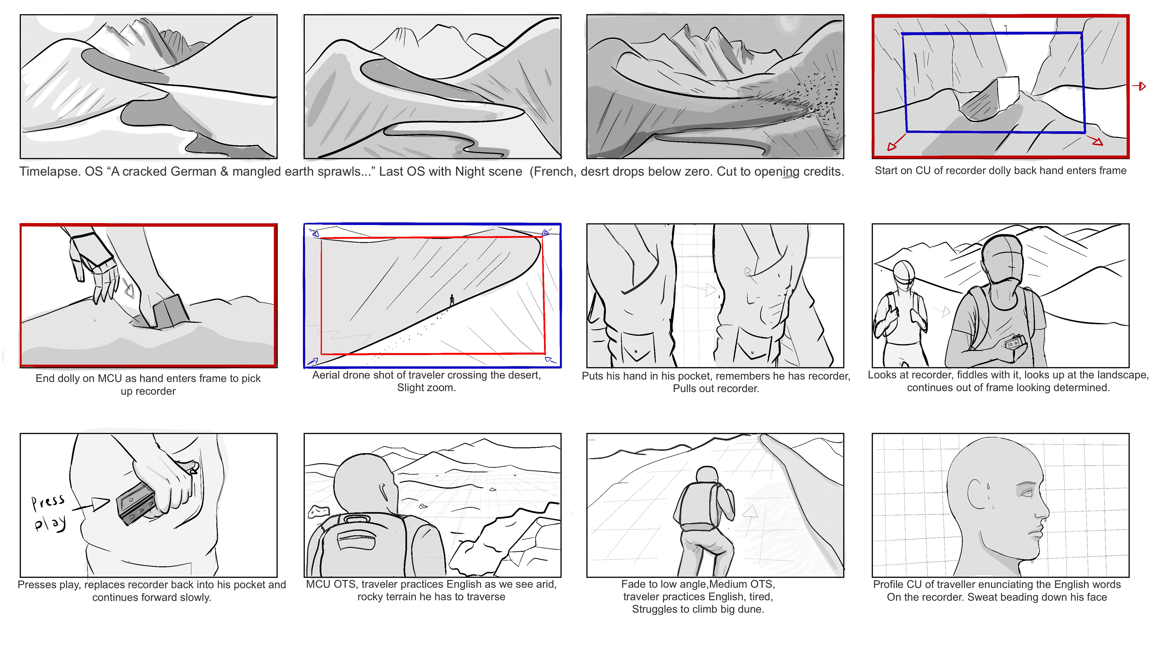 Storyboard for museum installation titled: Water