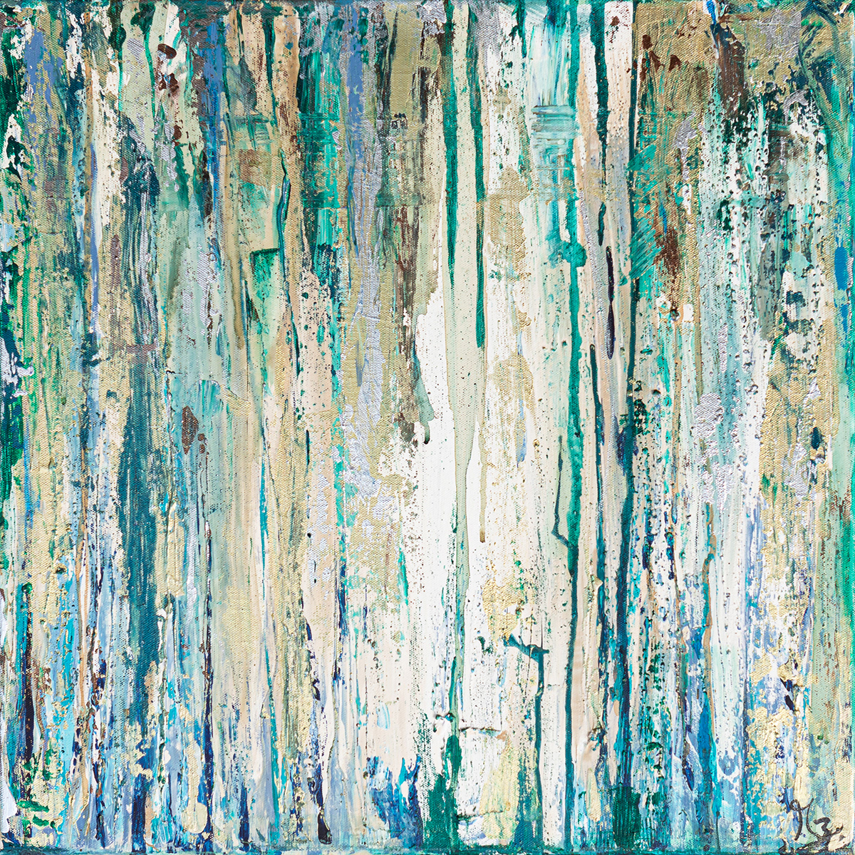 #6 "Silver and Blue" | 2021 | Acryl und Kaffee auf Leinwand | 50x50 cm