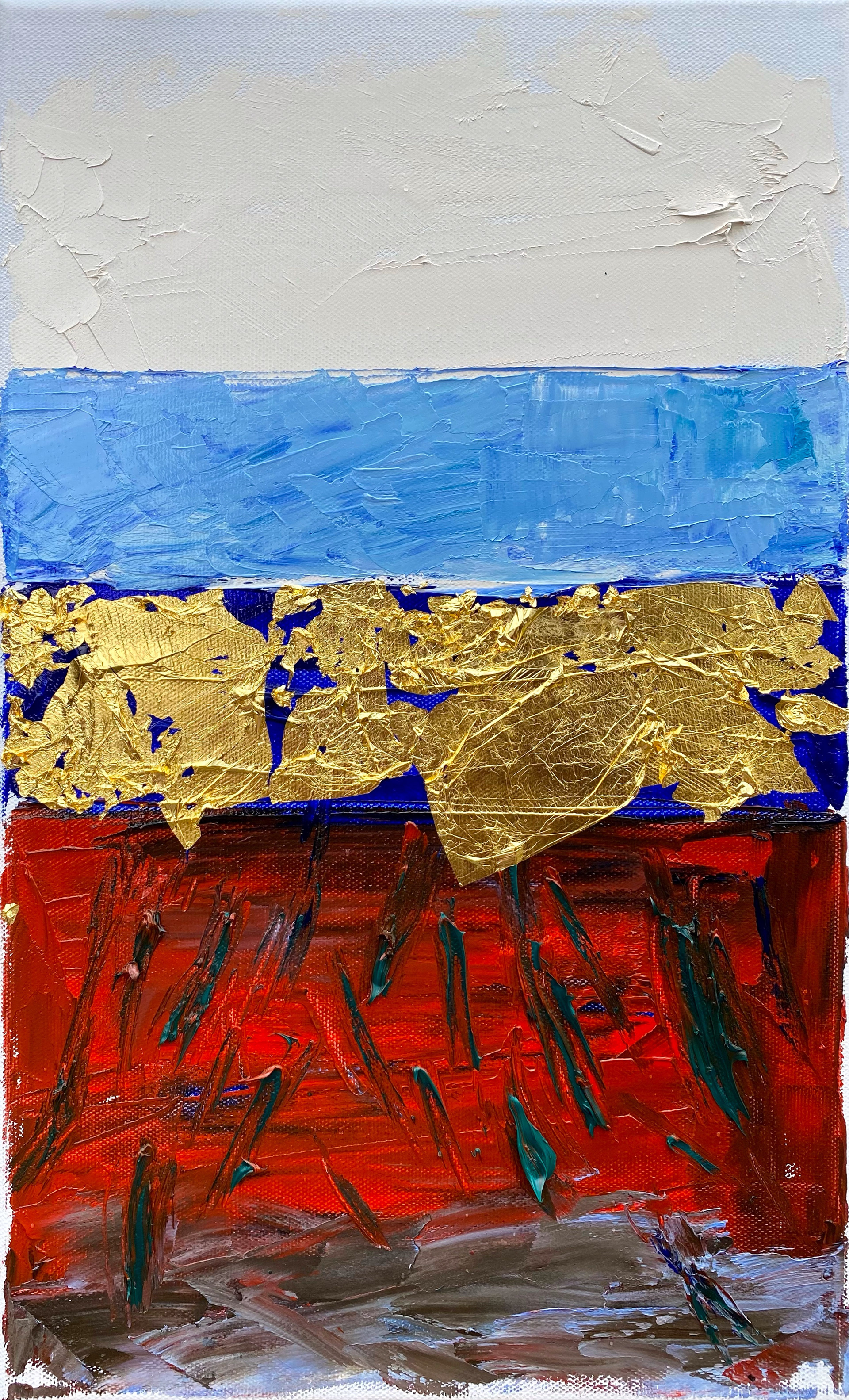 Background oil and 23ct gold leaf on canvas