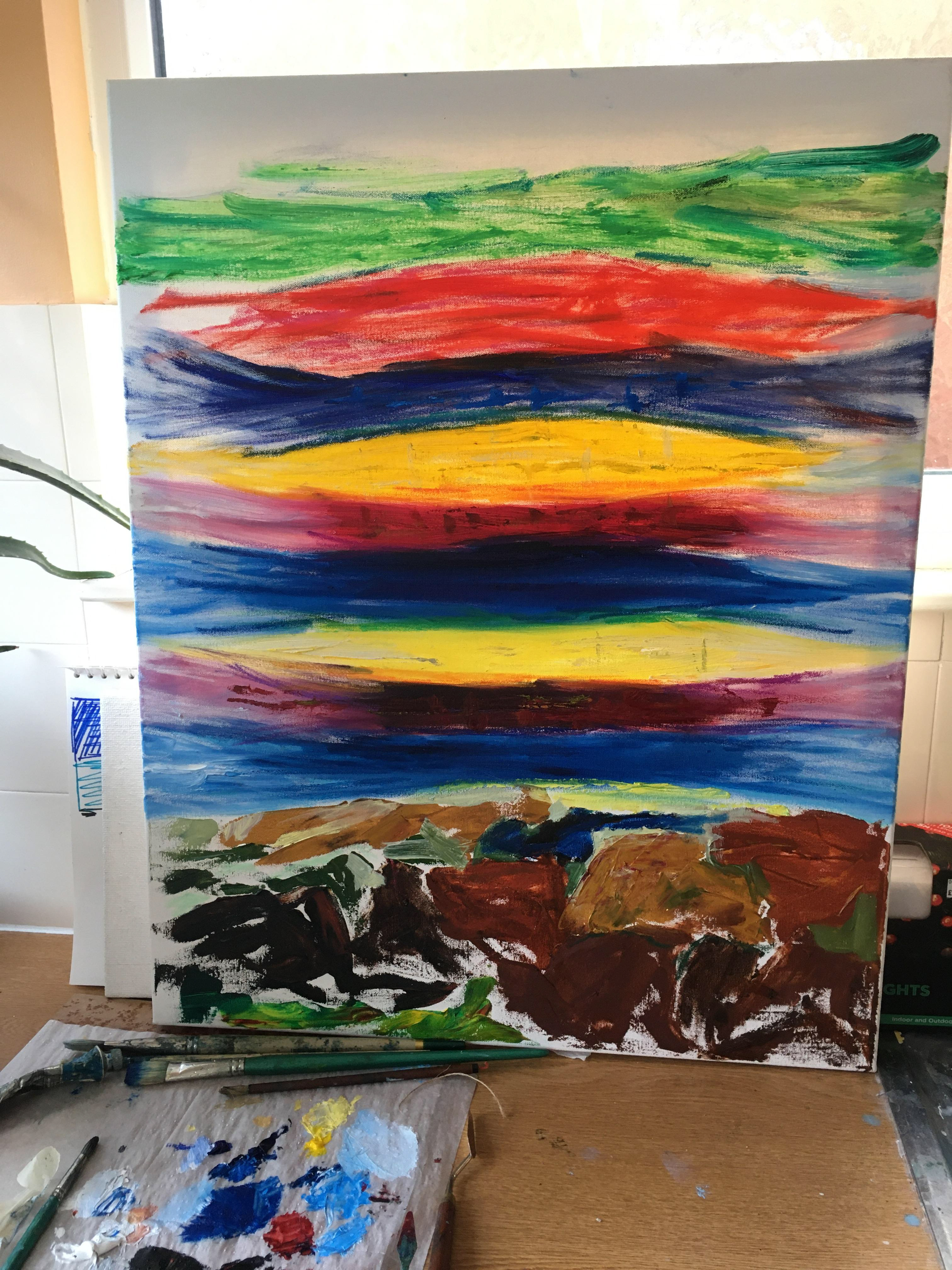 Marriage: second layer, oil and oil pastel (taken in indoor studio)