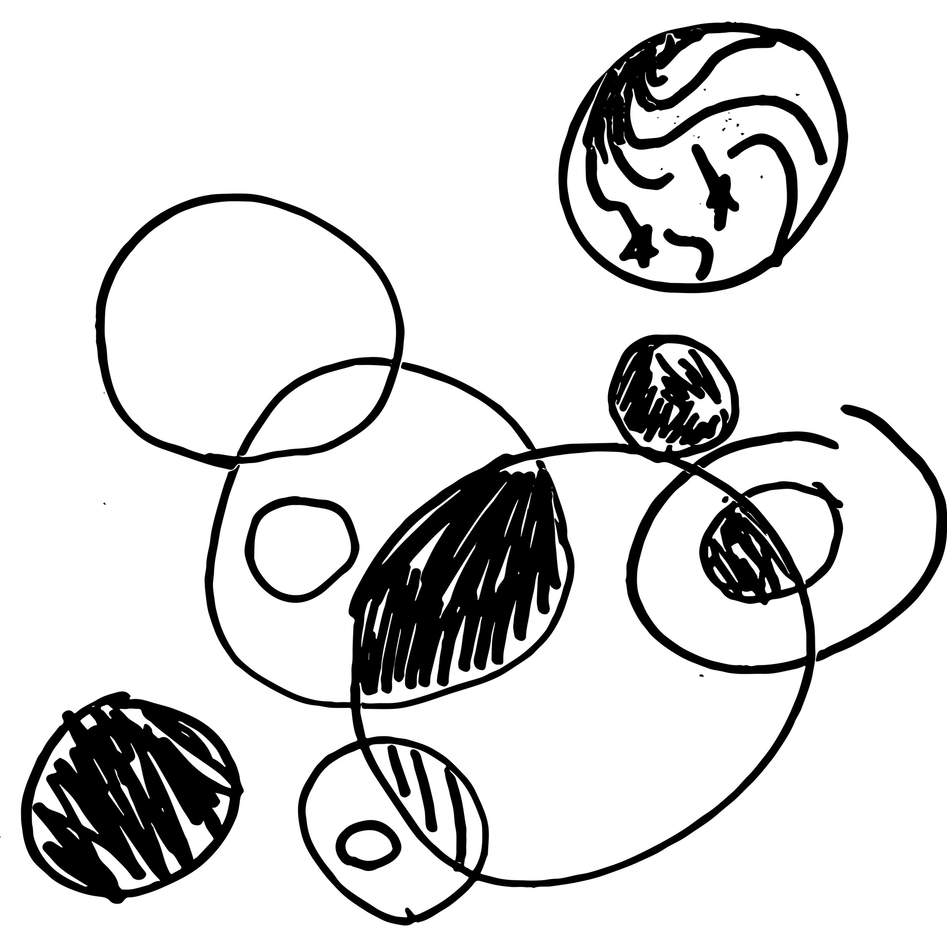 Figure 5: After making marks on a piece of paper it is easier to tackle an important and challenging writing task. This simple creativity exercise wakes up both sides of your brain and defeats the blank canvas feeling. Draw circles of varying sizes, repeat with both hands; after a couple of minutes of drawing, it is much easier to start your main writing task!