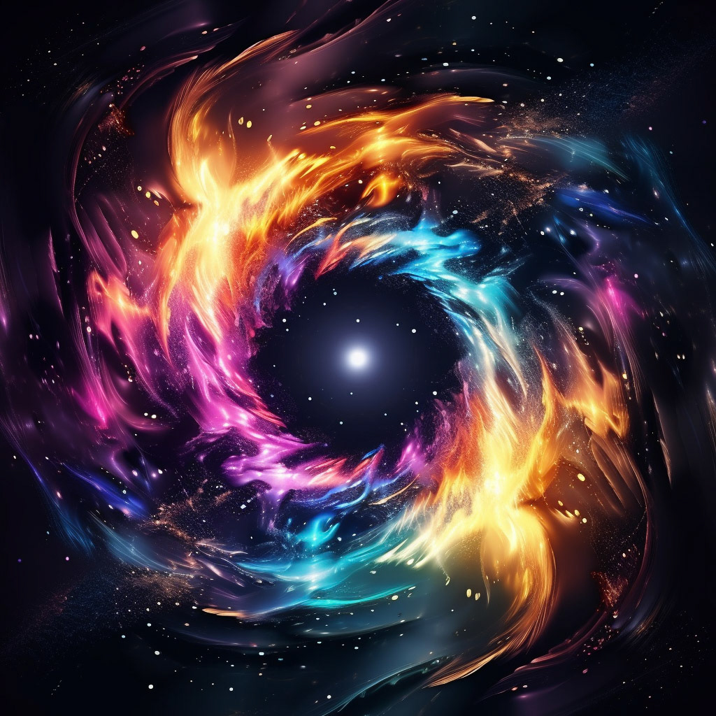 Prompt: Galactic Portals: Design a set of generative art pieces that depict mesmerizing space portals. Users can tweak parameters to explore different dimensions and watch how the portals react to changes