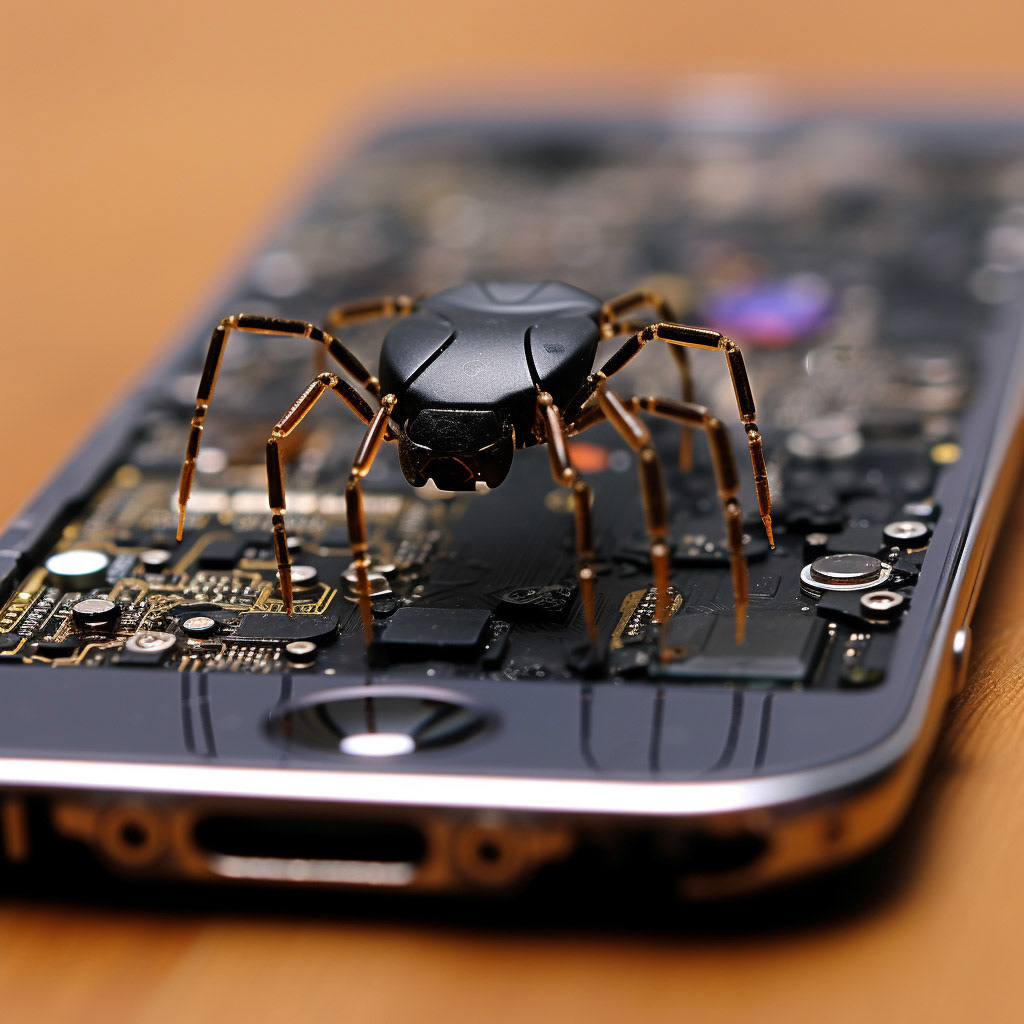 Prompt: nanobots repairing internal iPhone components