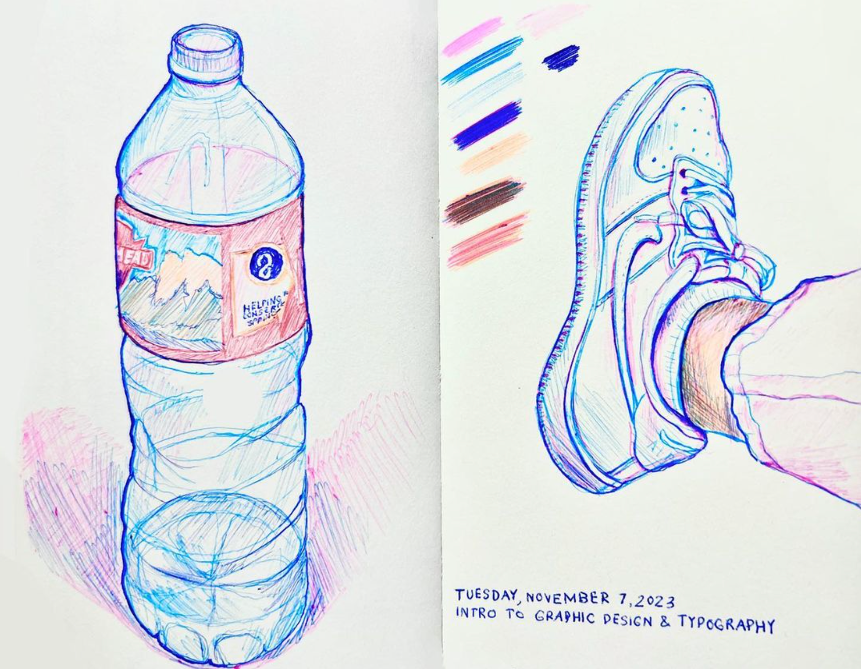 Object studies using Muji multicolor pen