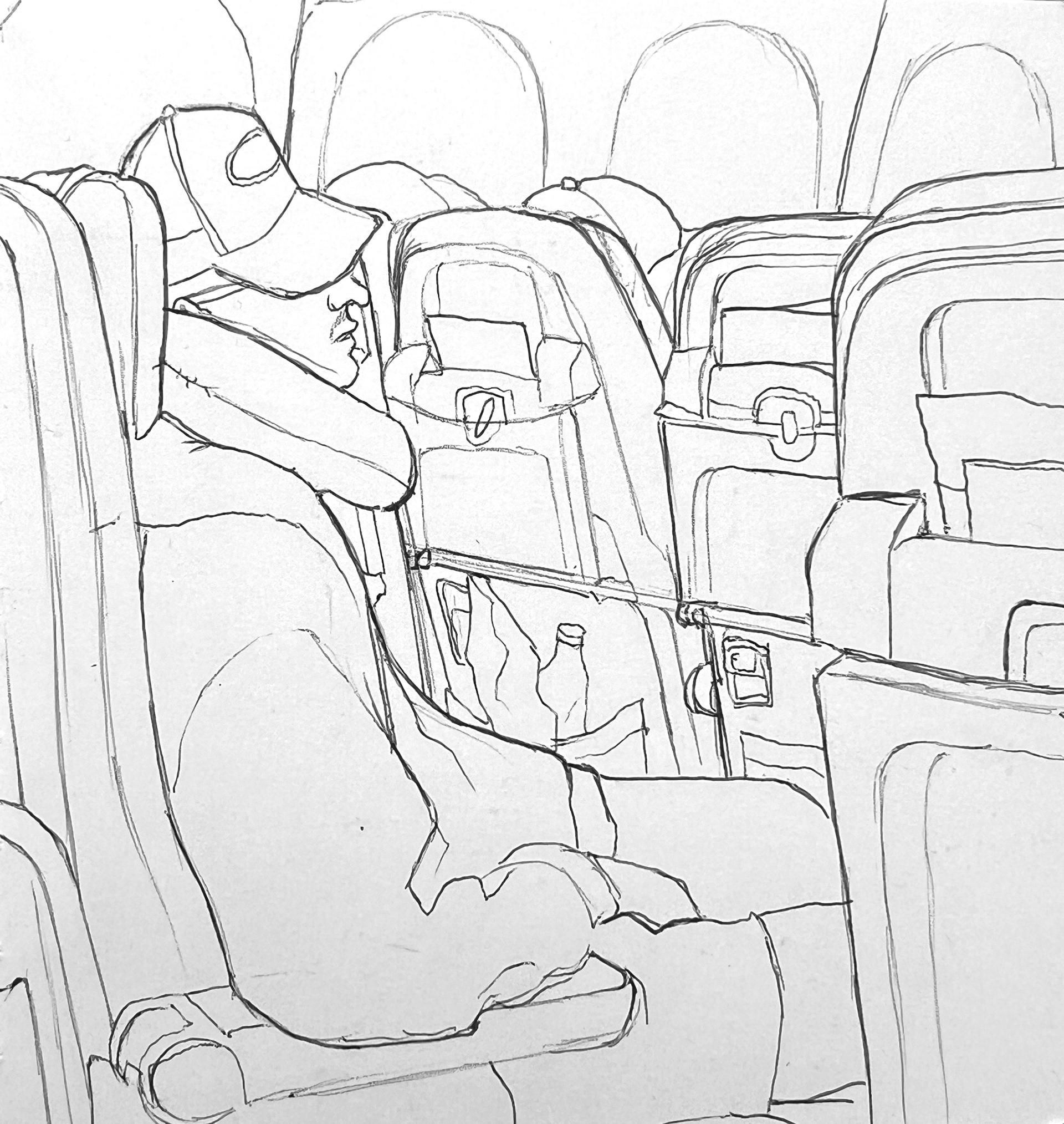 Live figure study on a plane