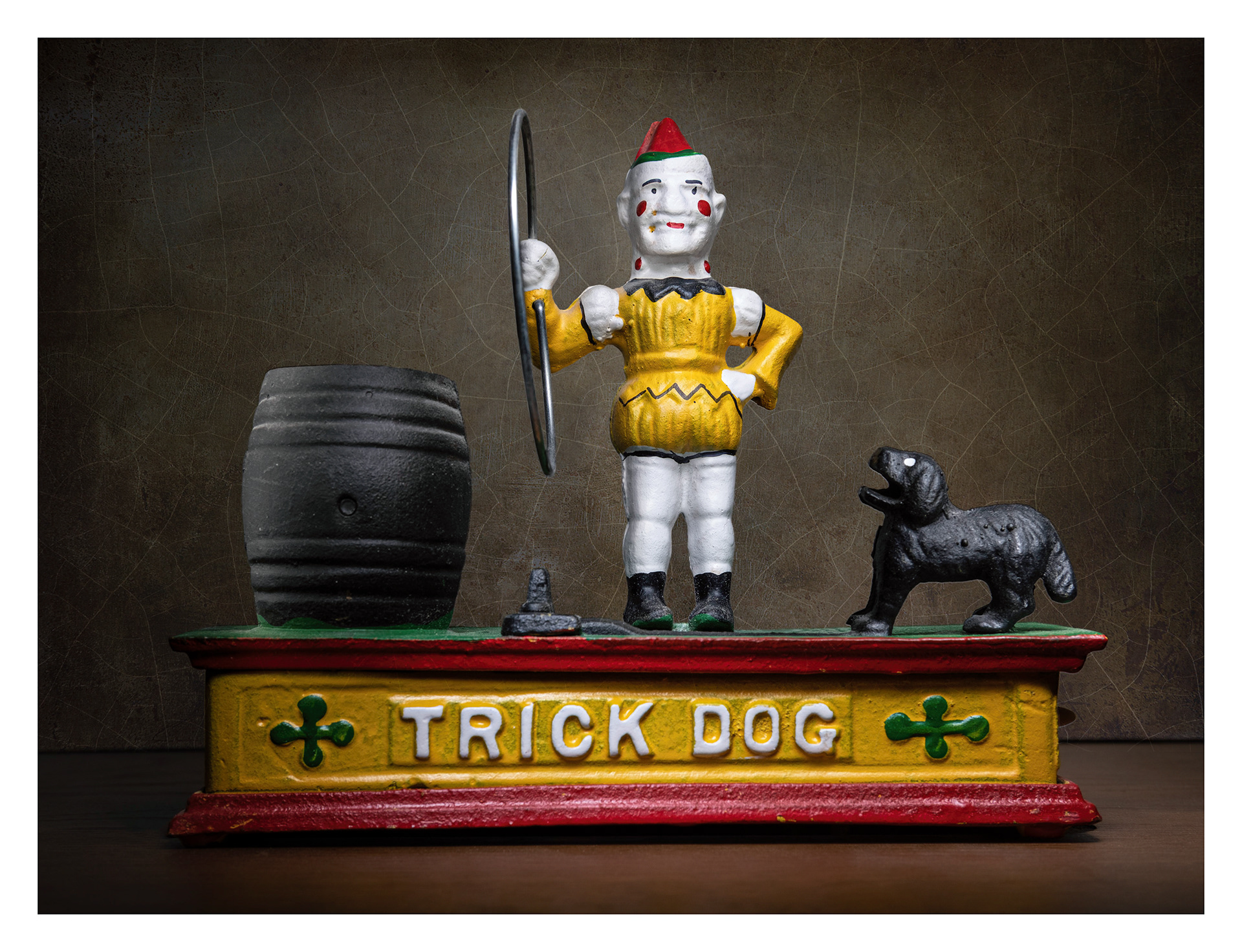 Replica of an old Trick Dog bank ©2023 Brent Miller Photography