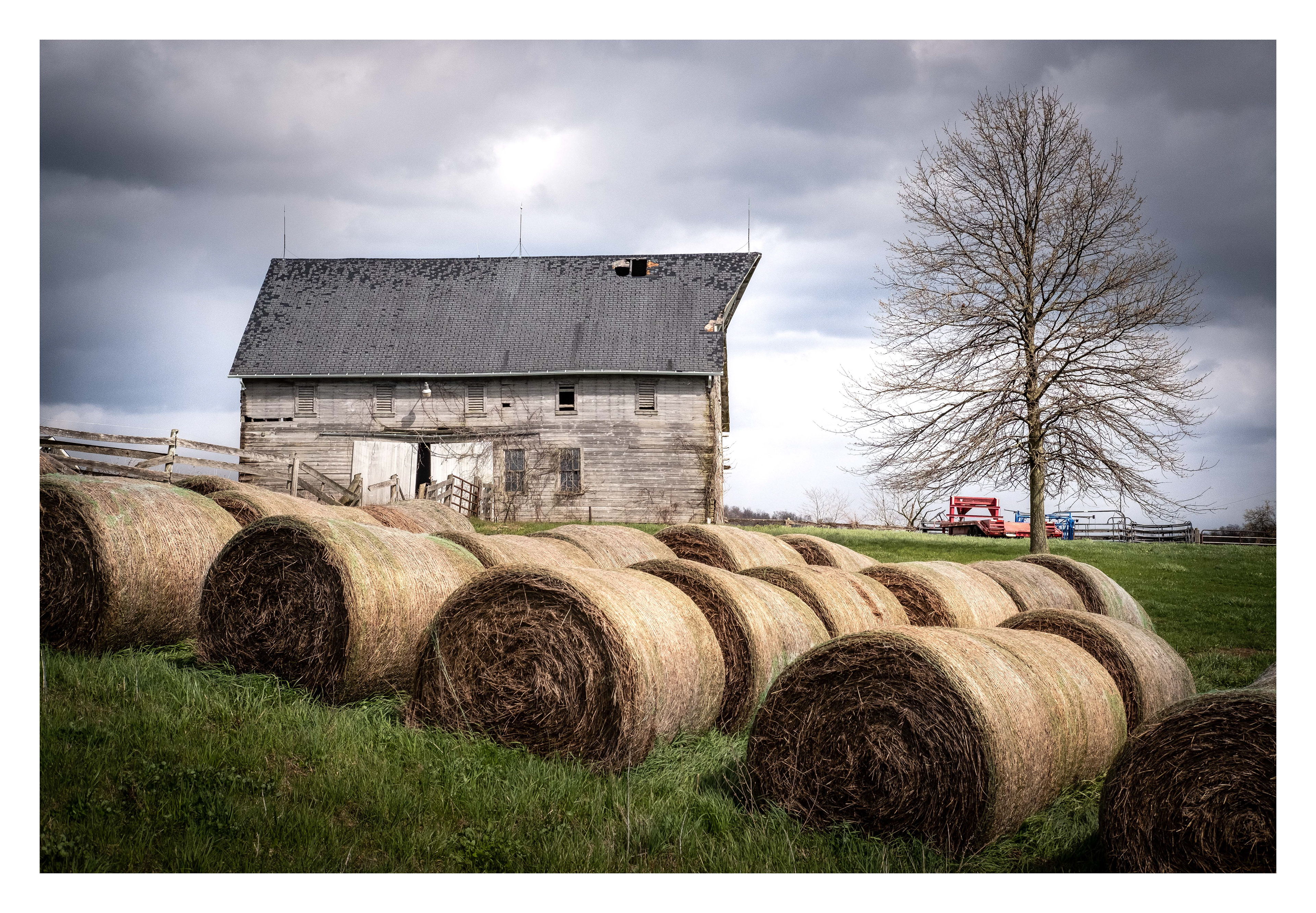 Barn with bales of hay, Farm near Bridgeville, PA ©2023 Brent Miller Photography