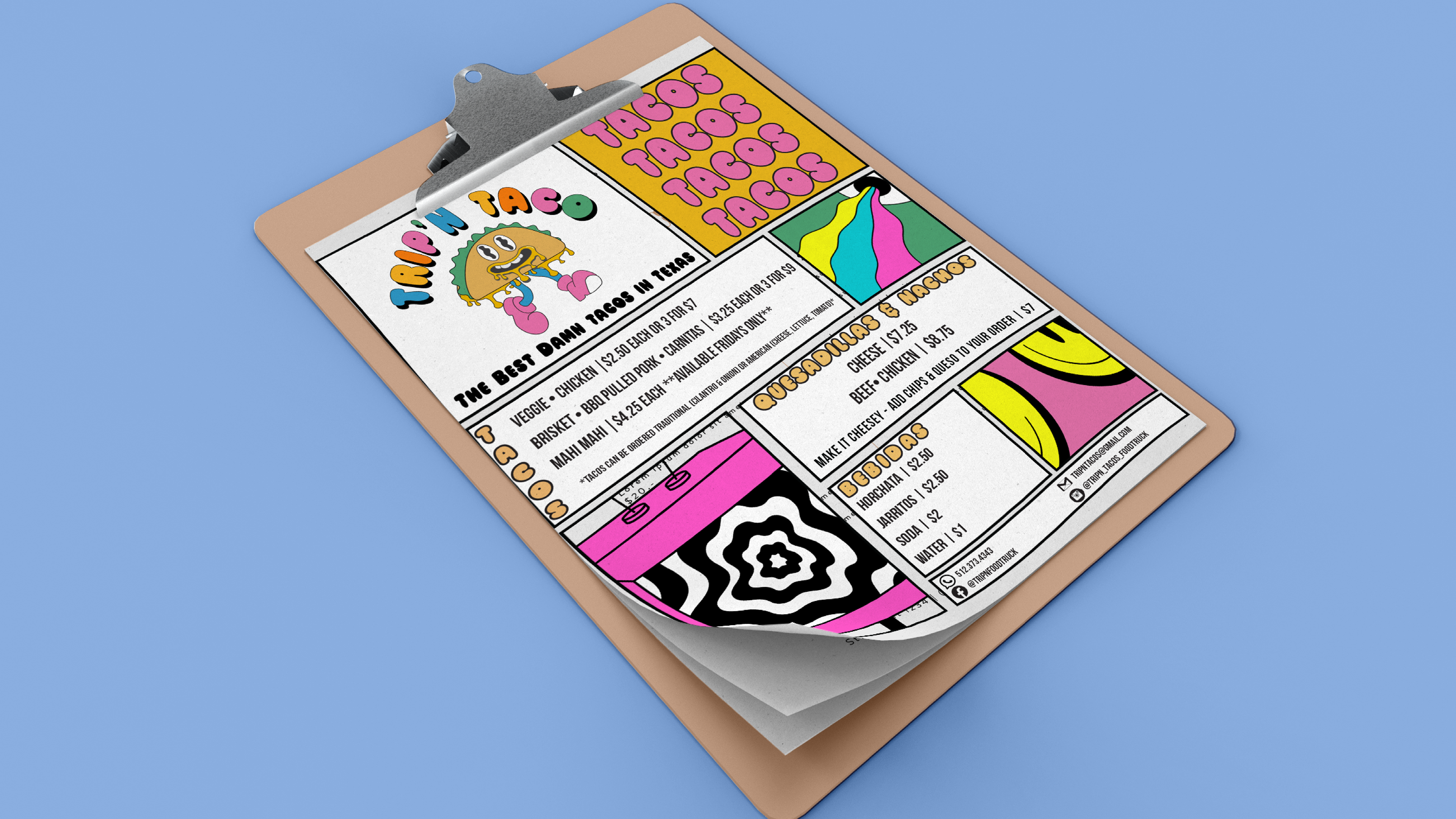 Trip'n Tacos Menu Mockup