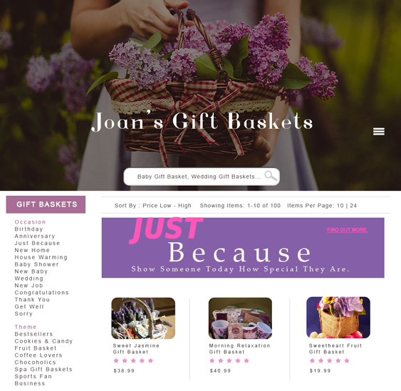 Web Design For Gift Basket Company
